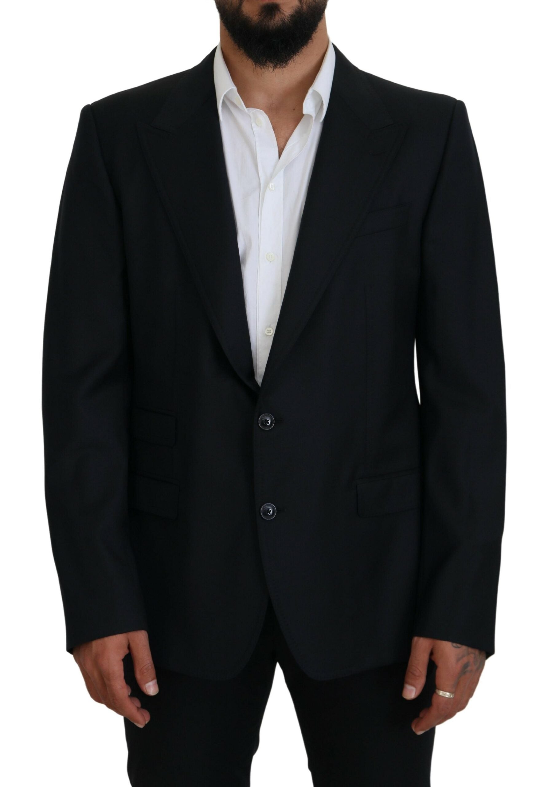 Dolce & Gabbana Dark Blue Wool Formal Sicilia Blazer | Regal Royce