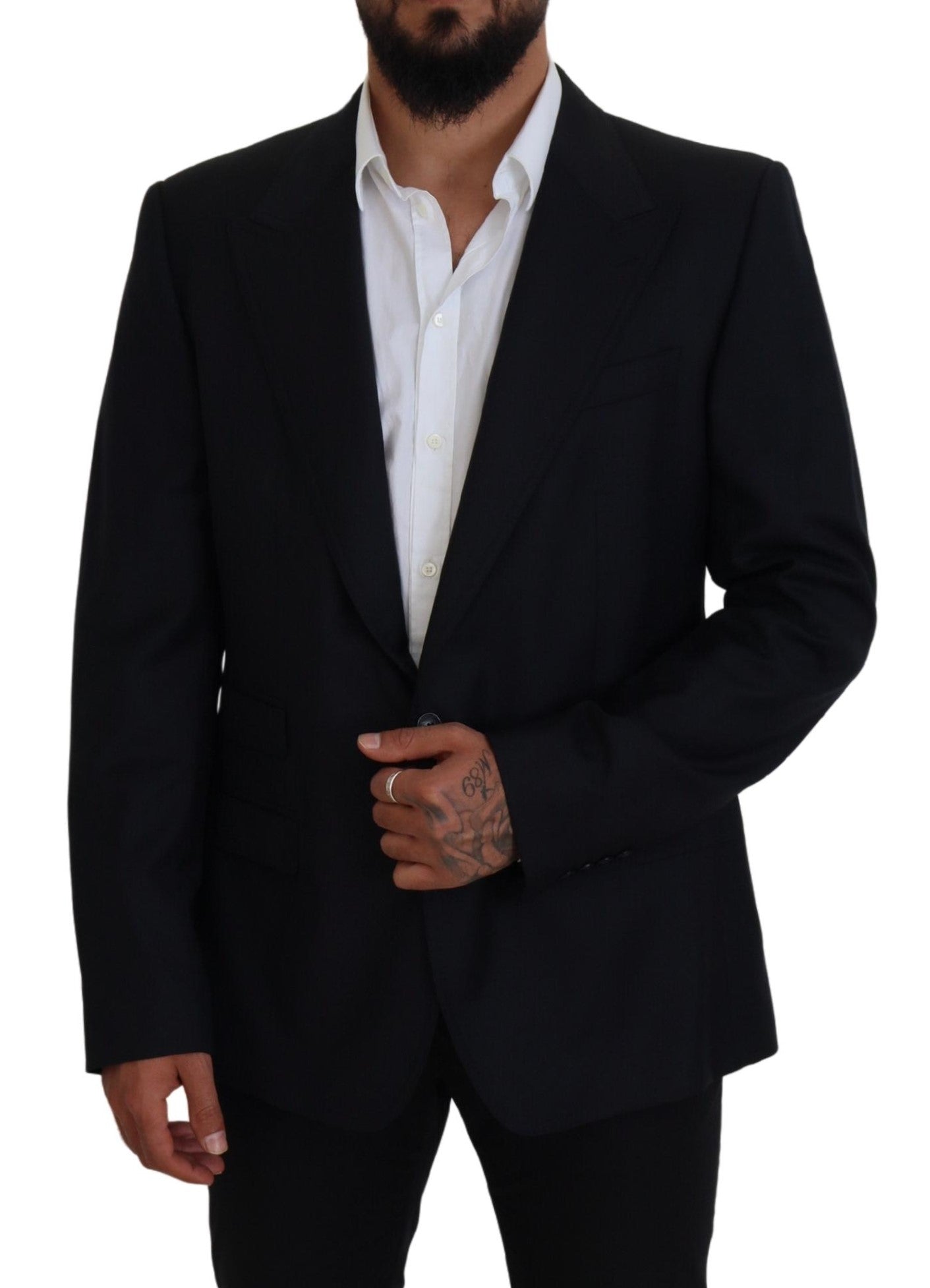 Dolce & Gabbana Dark Blue Wool Formal Sicilia Blazer | Regal Royce