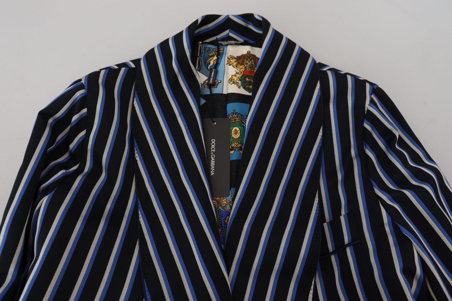 Dolce & Gabbana Black Blue Martini Printed Lining Robe | Regal Royce
