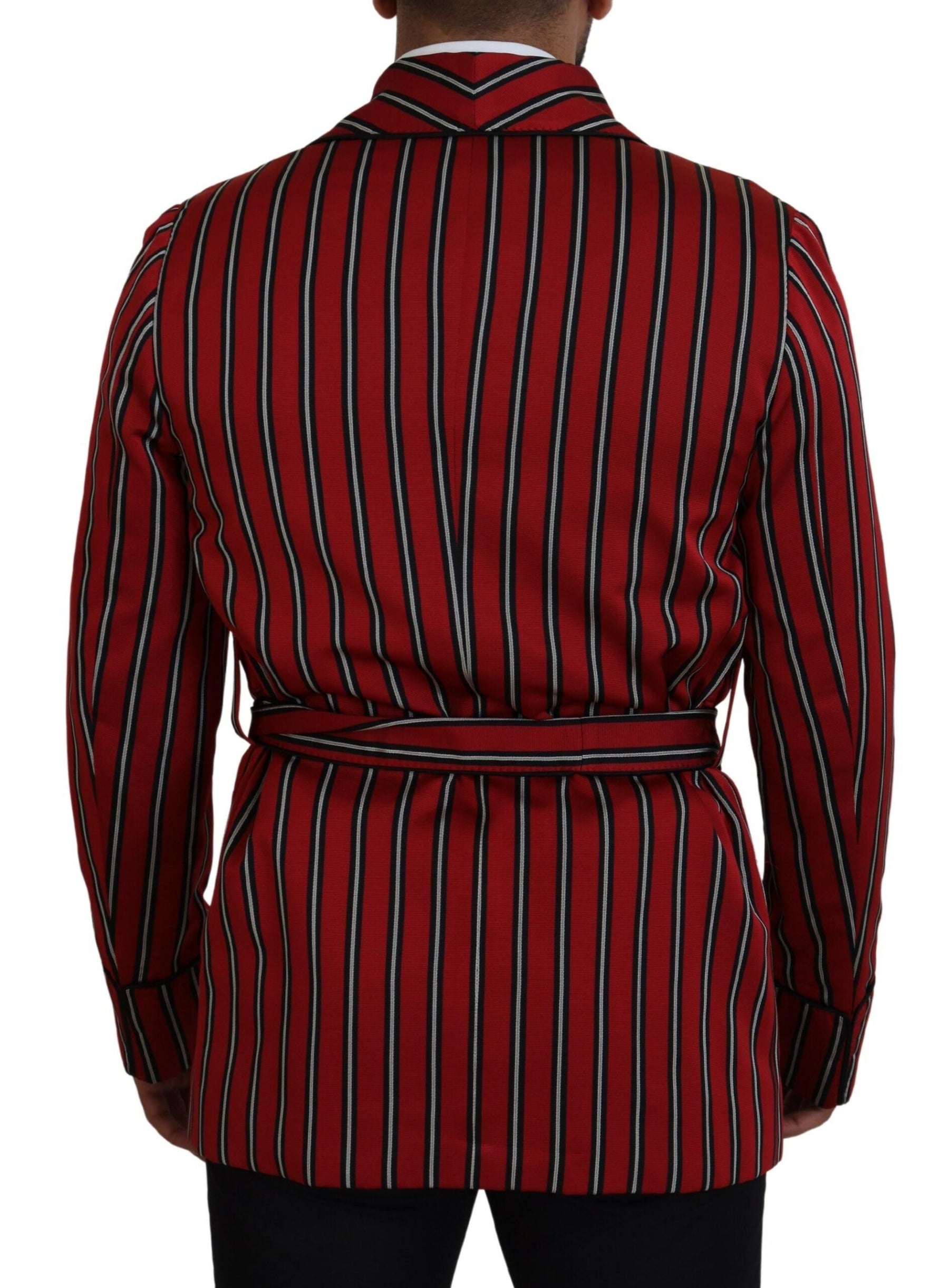 Dolce & Gabbana Red Striped Martini Printed Lining Robe | Regal Royce