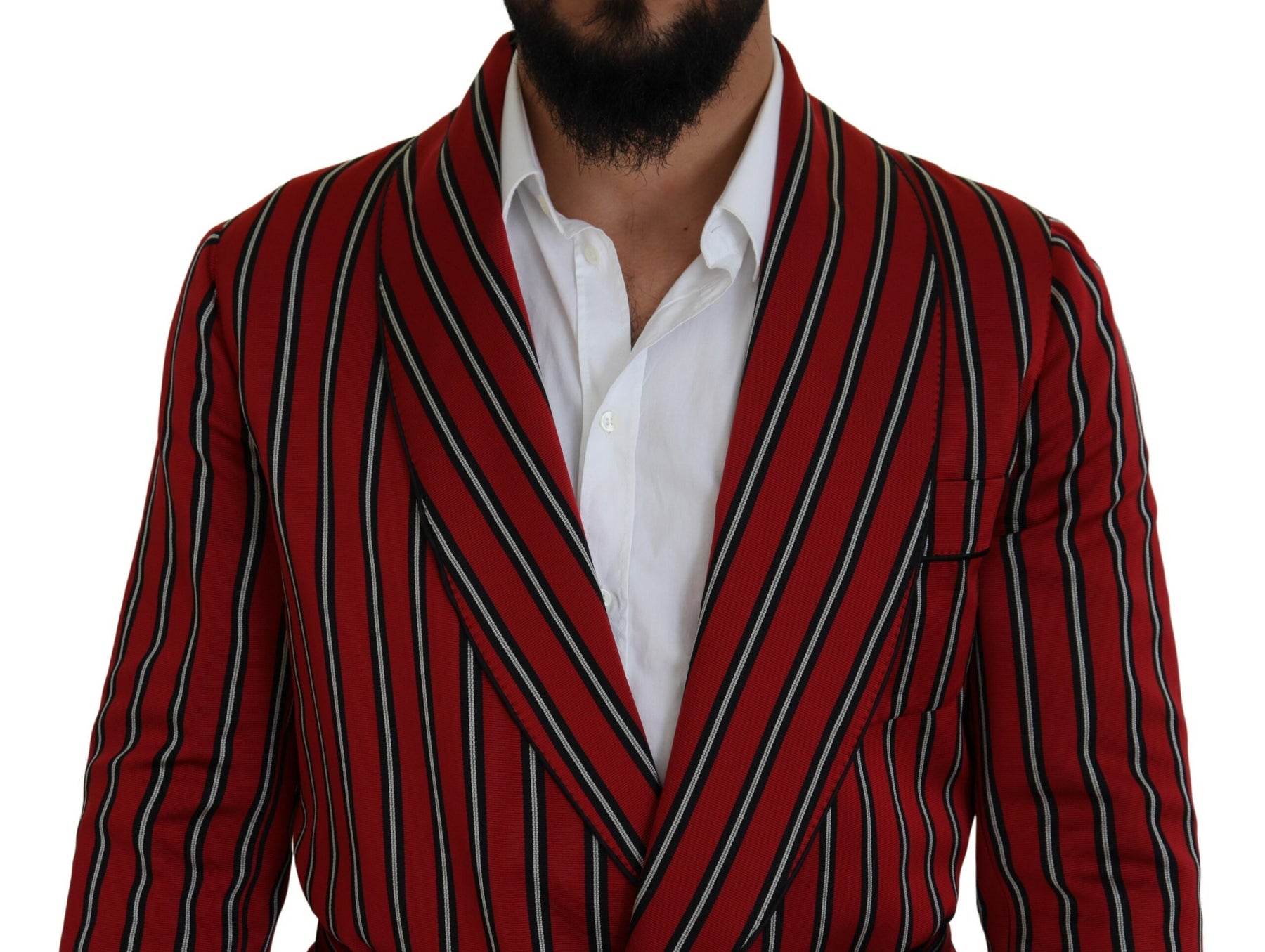 Dolce & Gabbana Red Striped Martini Printed Lining Robe | Regal Royce