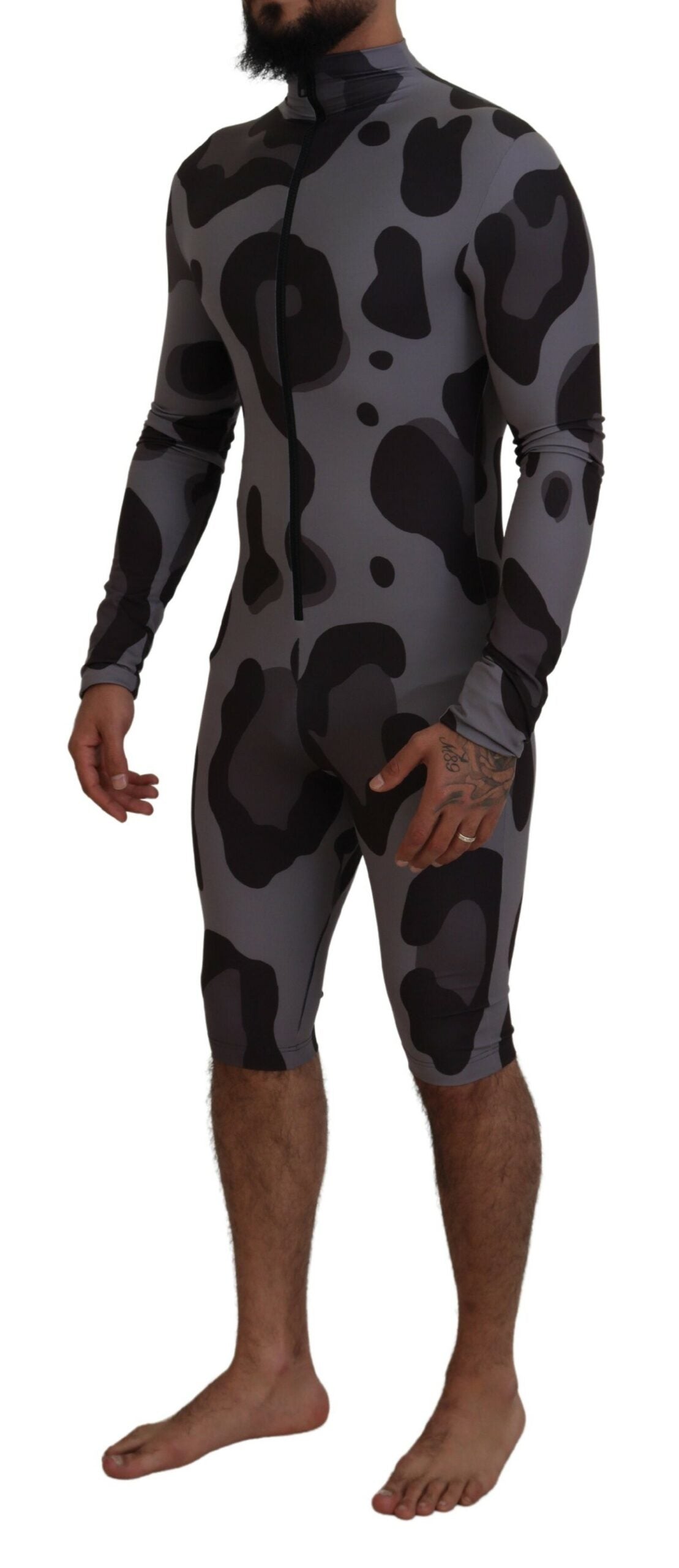 Dolce & Gabbana Gray Patterned Polyester Wetsuit Swimwear | Regal Royce