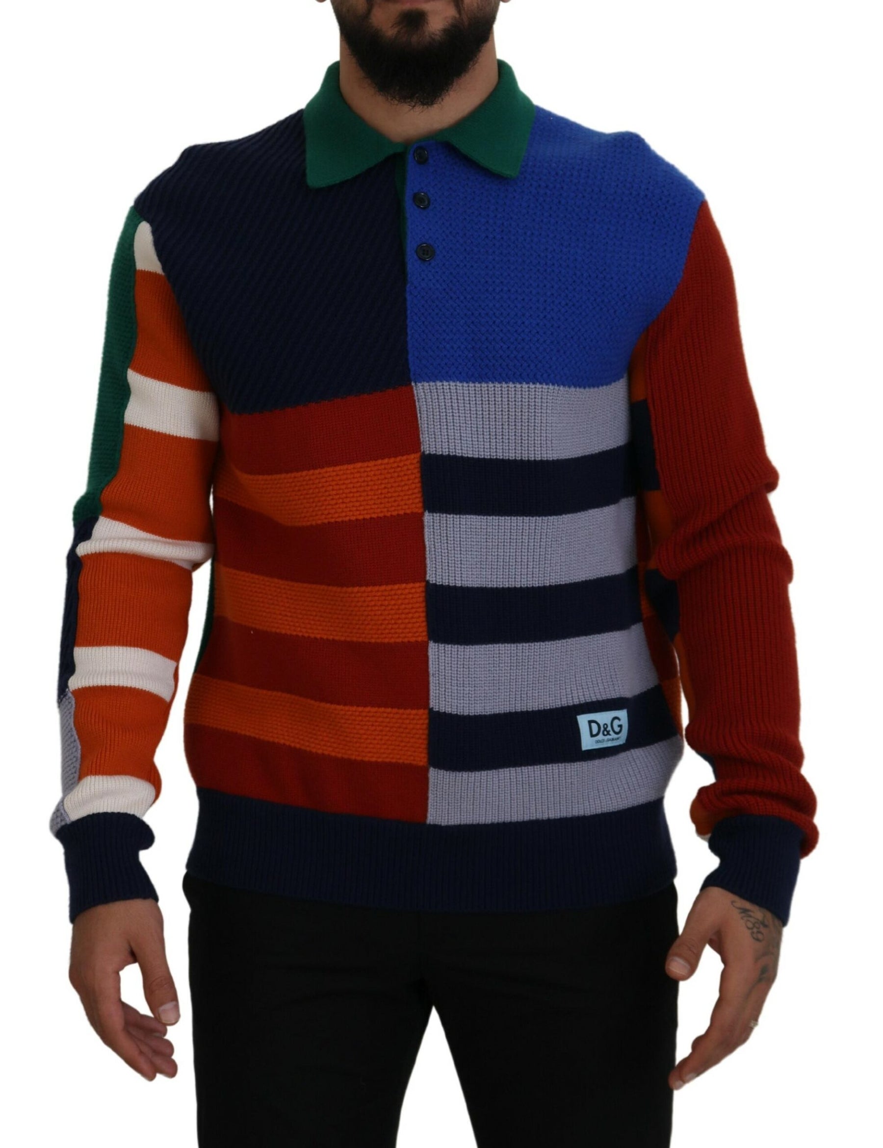 Dolce & Gabbana Multicolor Stripes Wool Pullover Sweater | Regal Royce