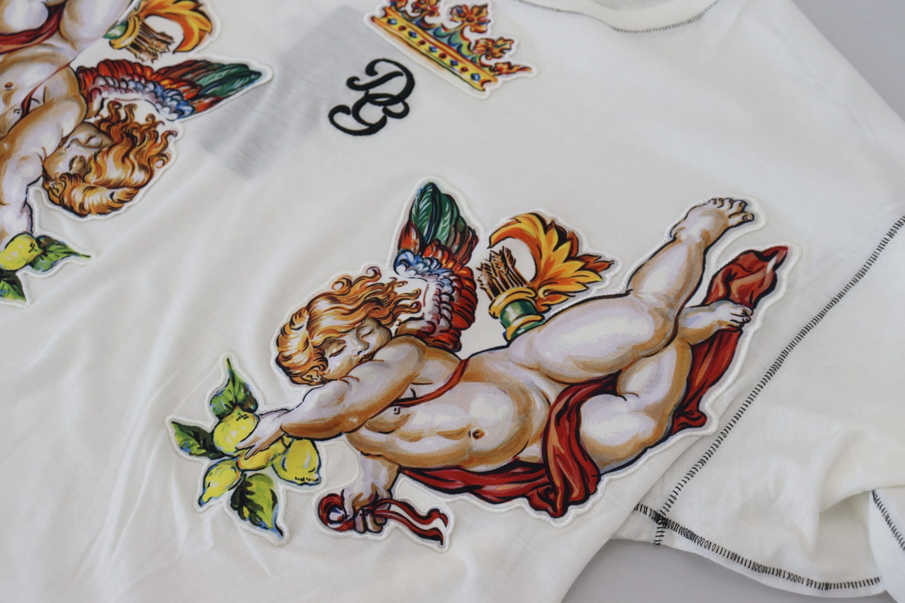 Dolce & Gabbana White Printed Short Sleeves Men T-shirt | Regal Royce
