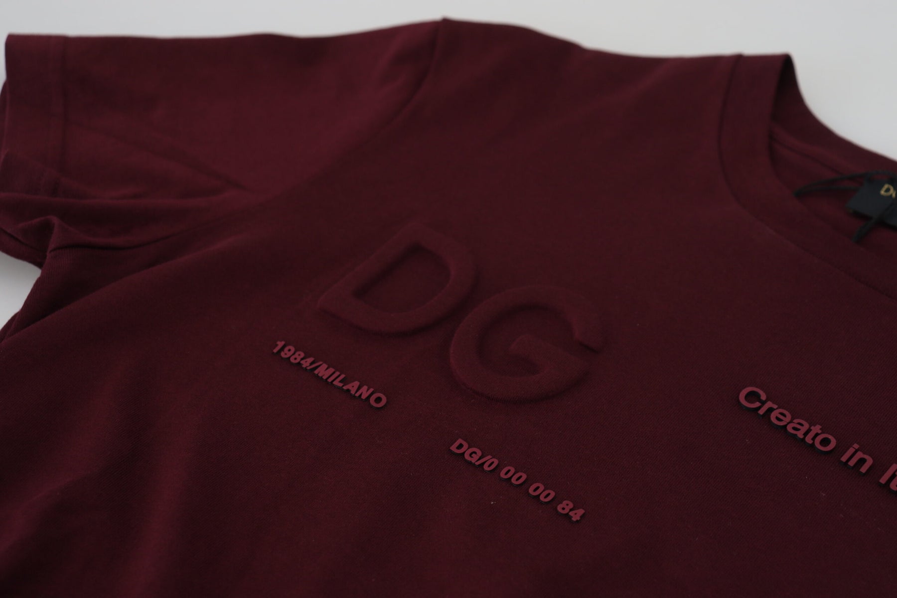 Dolce & Gabbana Maroon Printed Short Sleeves Men T-shirt | Regal Royce