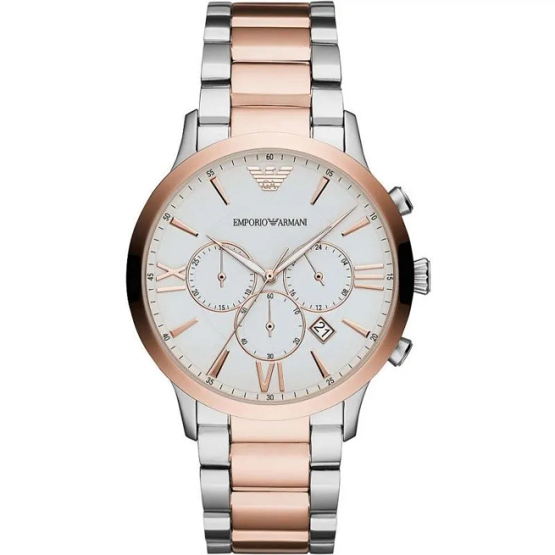 Emporio Armani Silver and Bronze Steel Chronograph Watch | Regal Royce