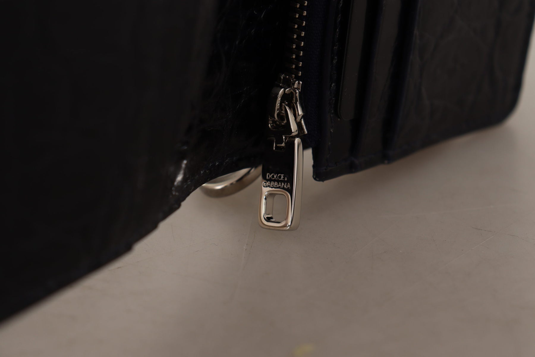 Dolce & Gabbana Blue White Caiman Leather Strap Card Holder Wallet | Regal Royce