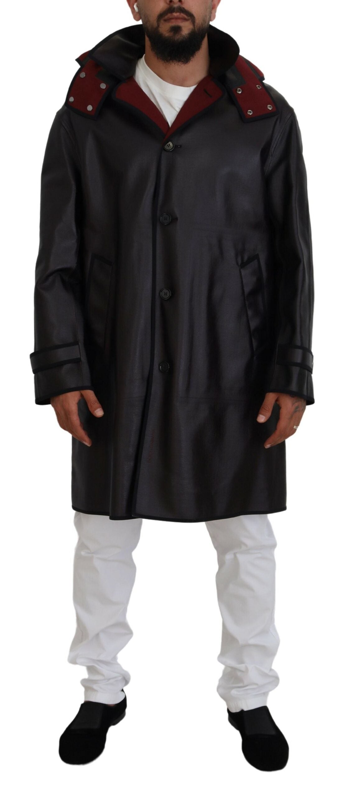 Dolce & Gabbana Black Trench Hooded Parka Cotton Jacket | Regal Royce
