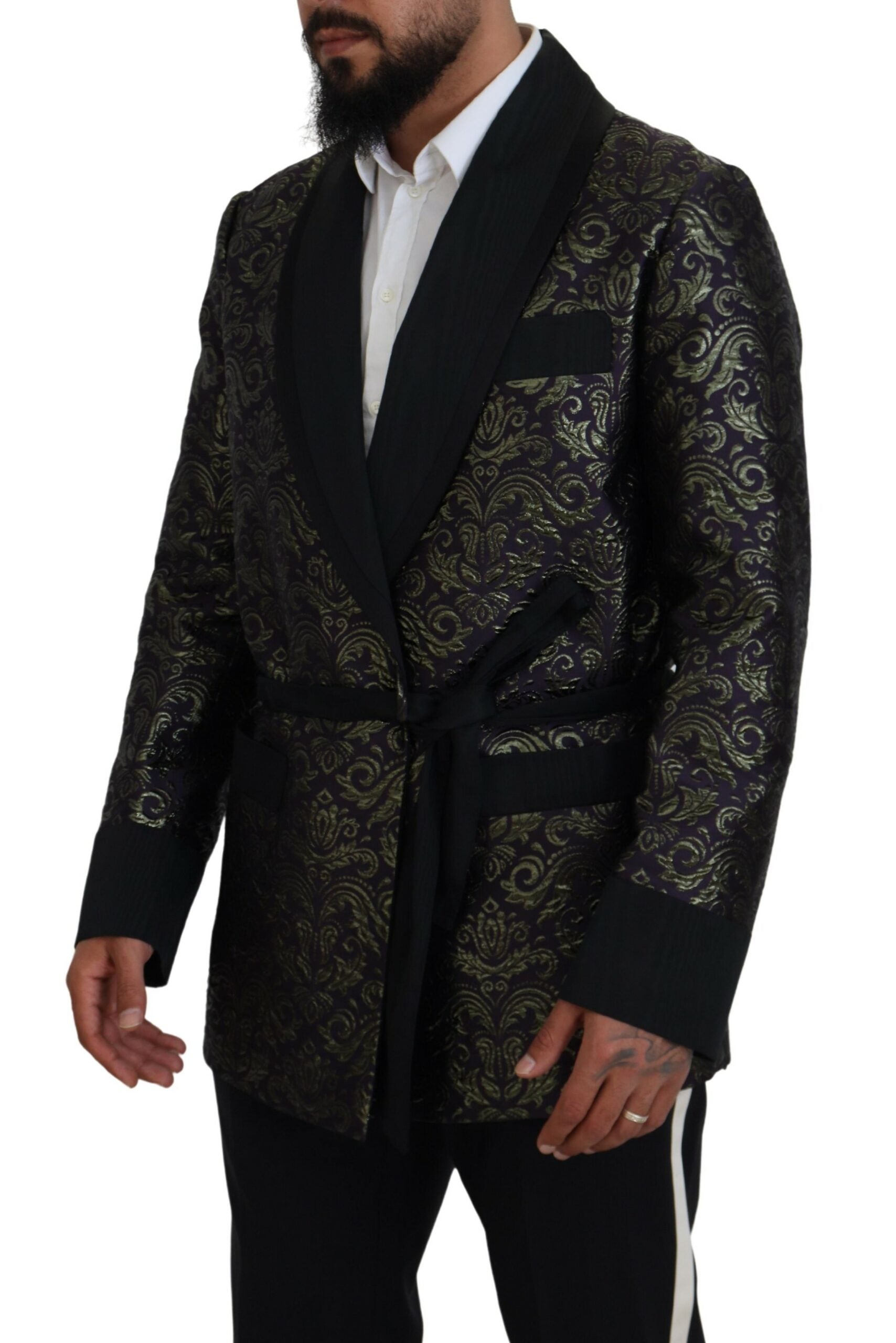 Dolce & Gabbana Gold Purple Baroque Jacket Blazer Robe | Regal Royce