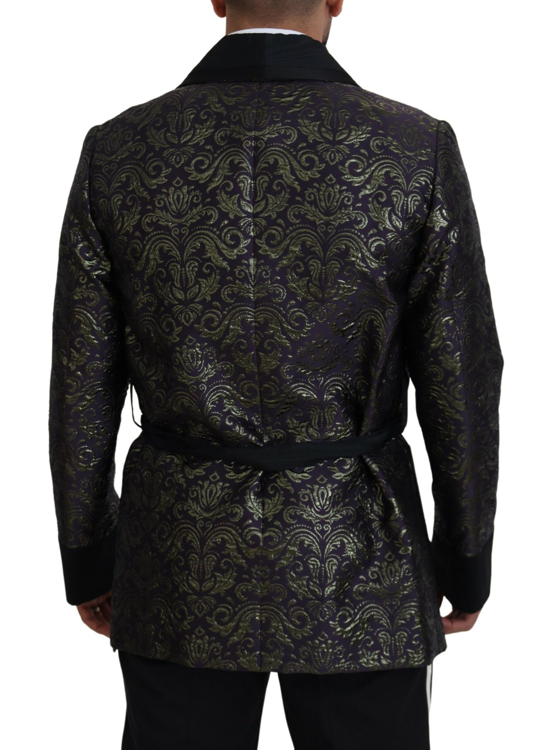 Dolce & Gabbana Gold Purple Baroque Jacket Blazer Robe | Regal Royce