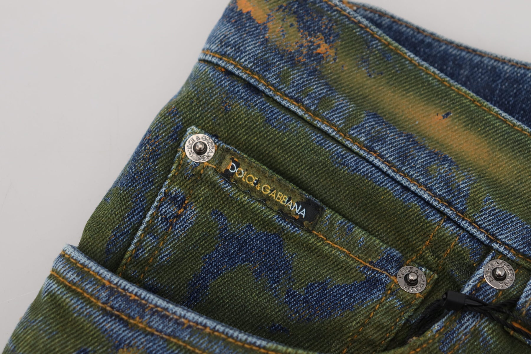 Dolce & Gabbana Blue Green Skinny Cotton Denim Jeans | Regal Royce