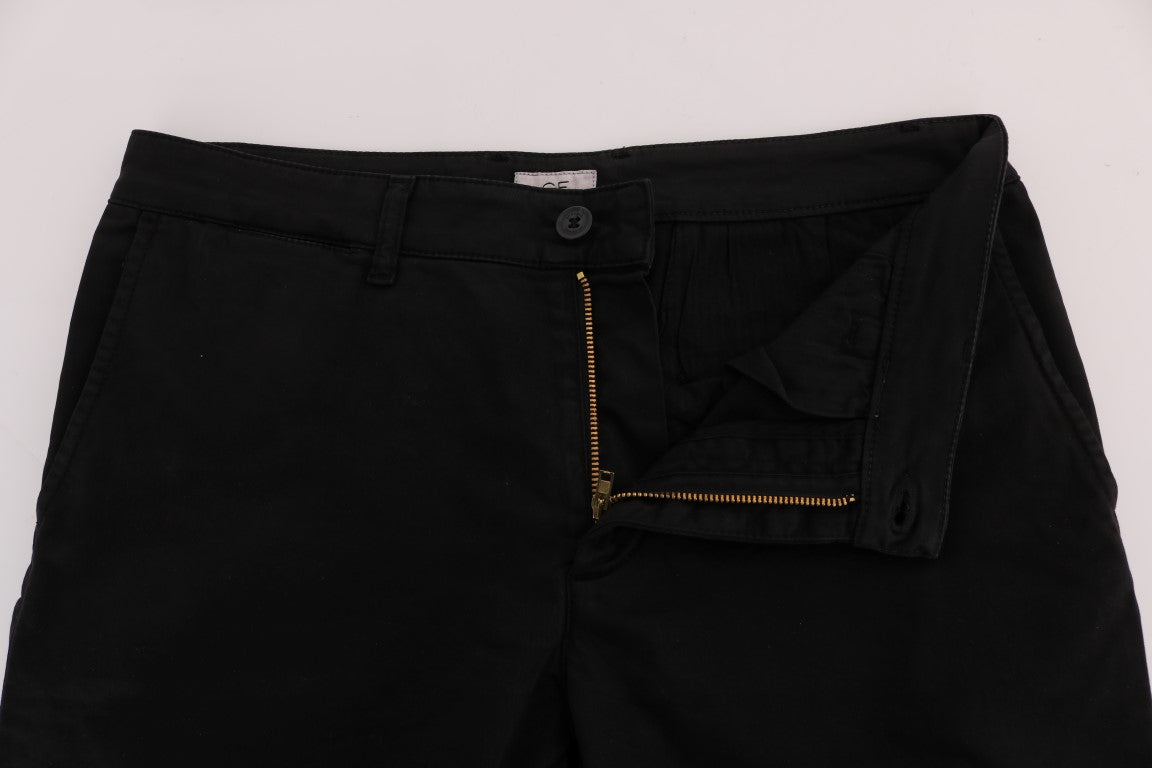 GF Ferre Black Cotton Stretch Chinos Pants | Regal Royce