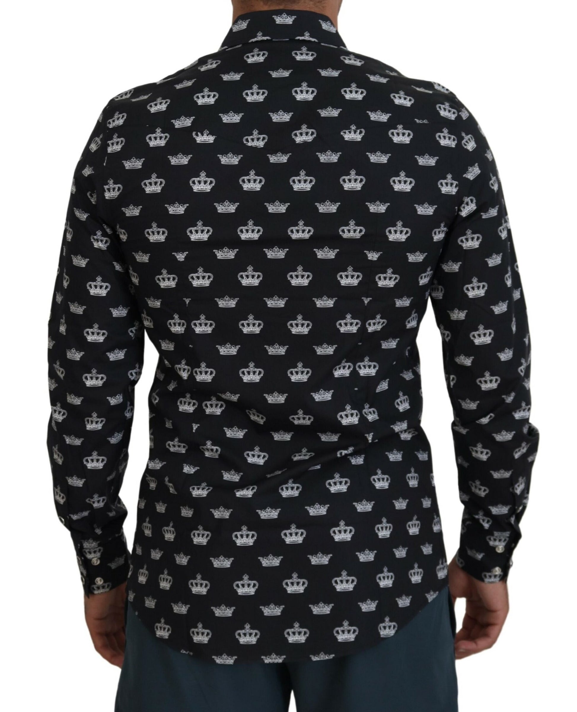 Dolce & Gabbana Black Crown Print GOLD Slim Shirt