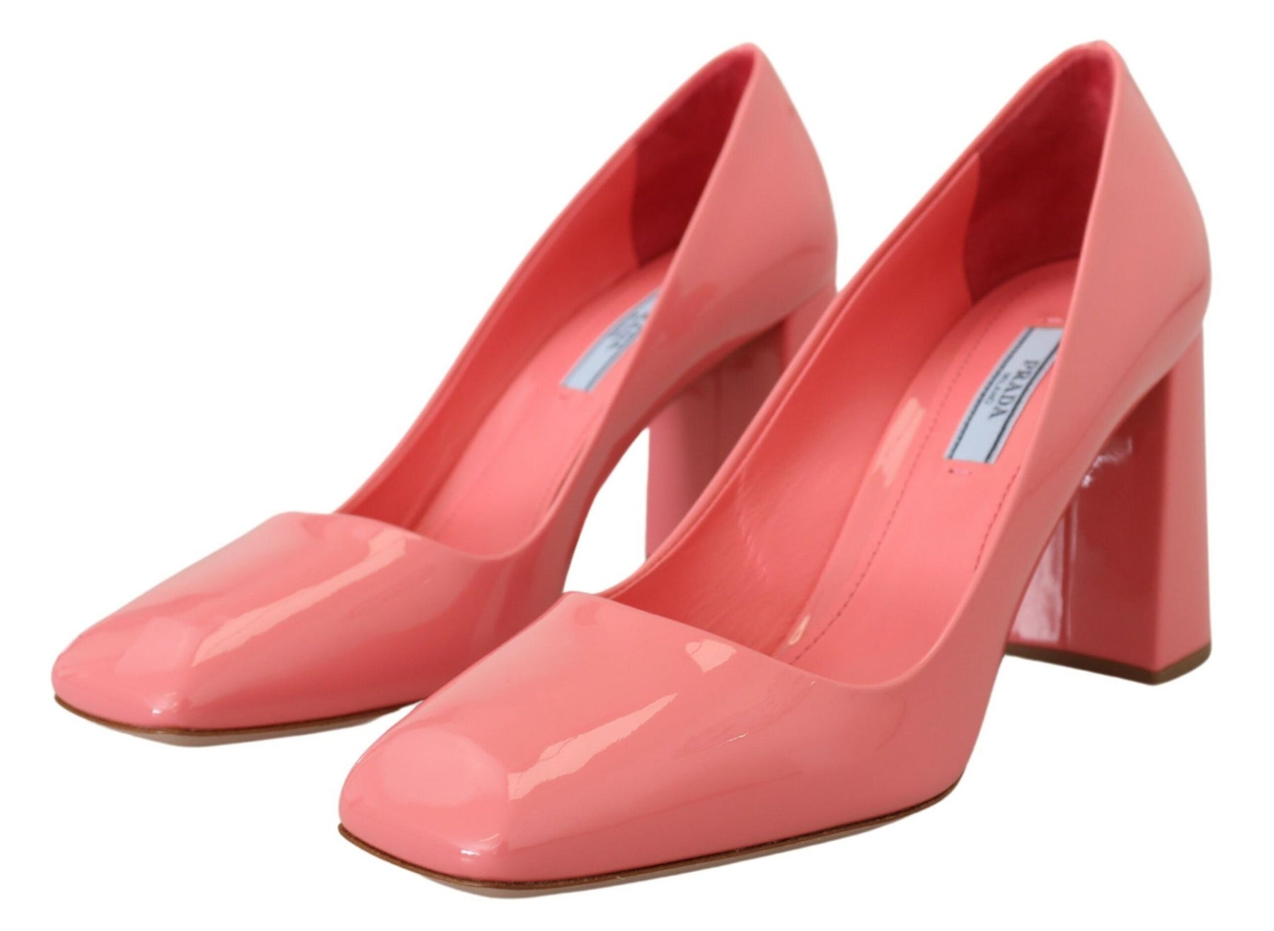 Prada Pink Patent Leather Block Heels Pumps Classic | Regal Royce