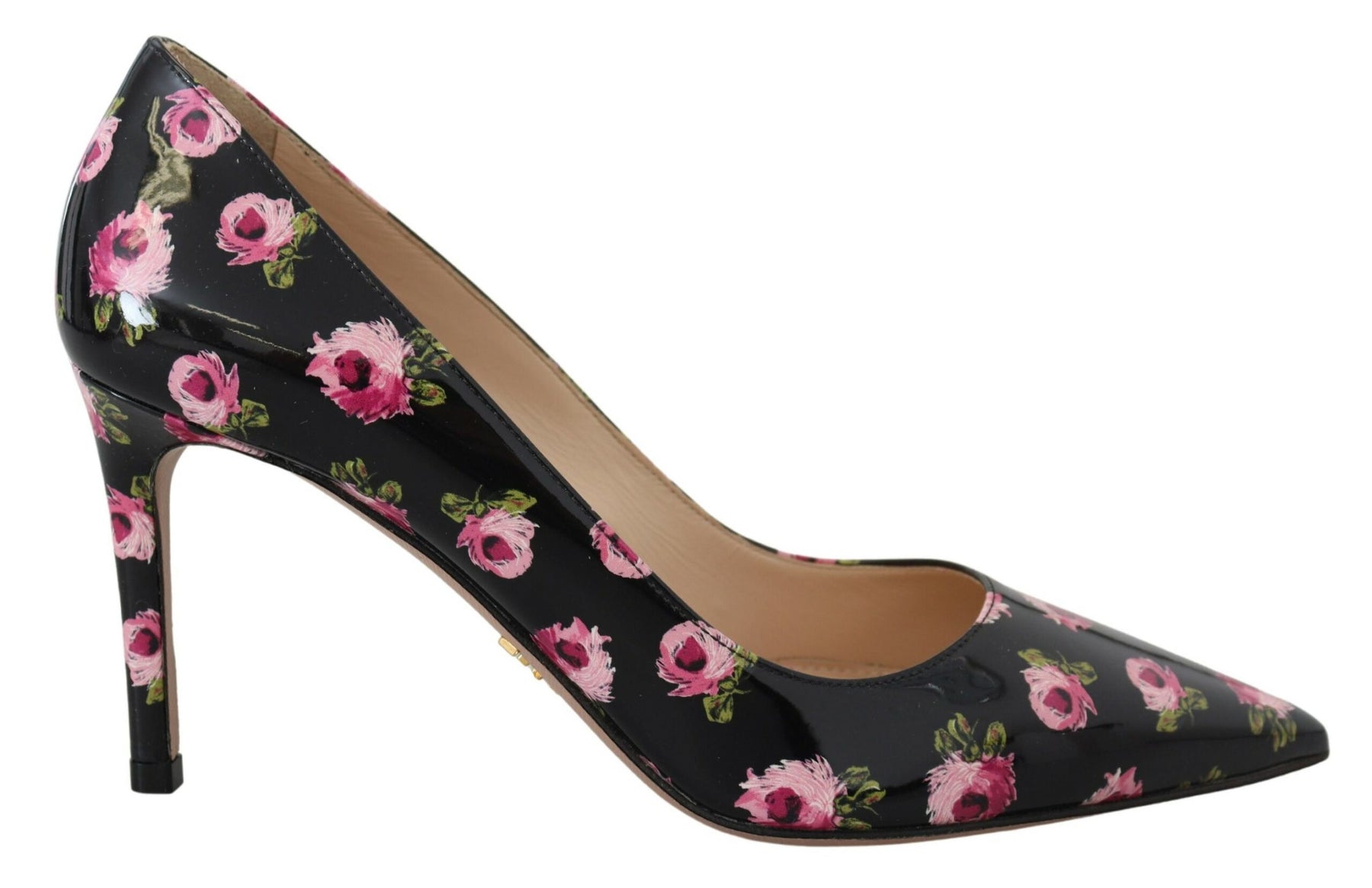 Prada Black Leather Floral Heels Stilettos Pumps | Regal Royce