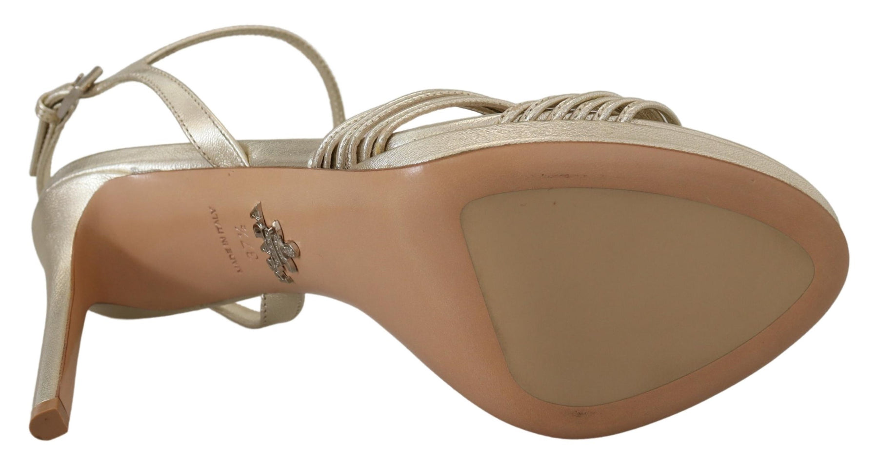 Prada Gold Leather Sandals Ankle Strap Heels Stiletto Sandal | Regal Royce
