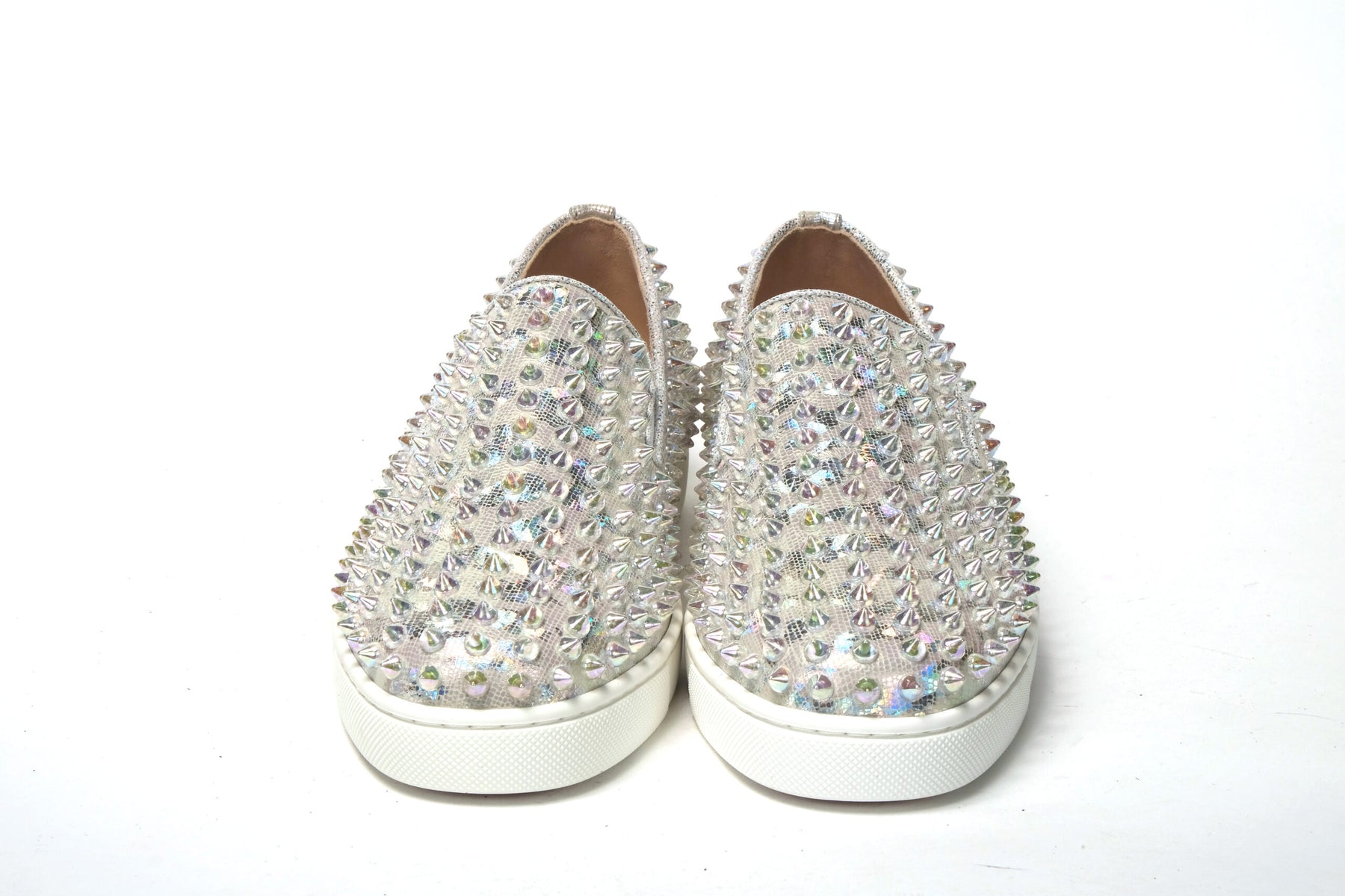 Christian Louboutin White Ab/Clear Ab Roller Boat Woman Flat Sneaker | Regal Royce