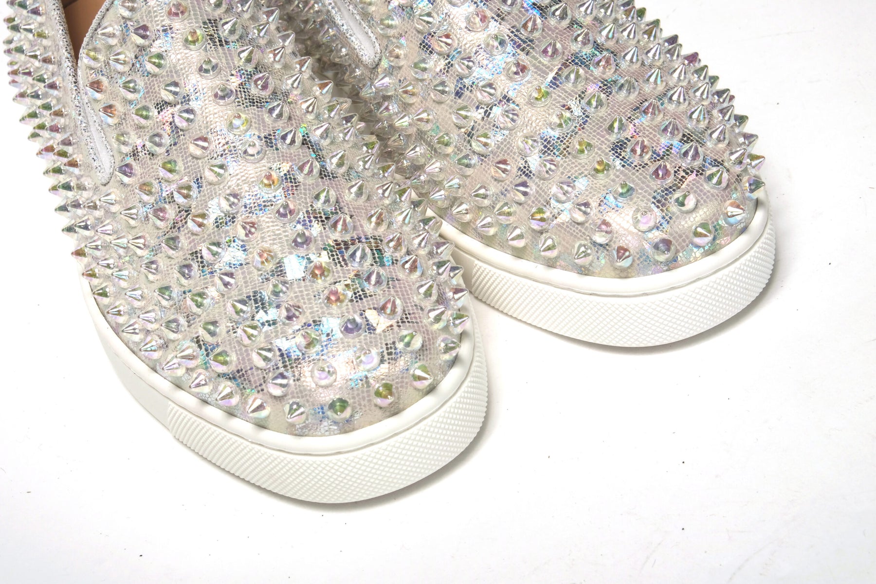 Christian Louboutin White Ab/Clear Ab Roller Boat Woman Flat Sneaker | Regal Royce