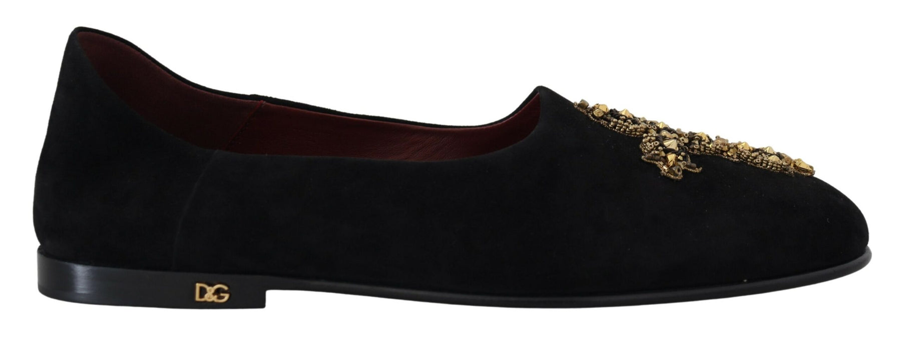 Dolce & Gabbana Black Suede Gold Cross Slip On Loafers Shoes | Regal Royce