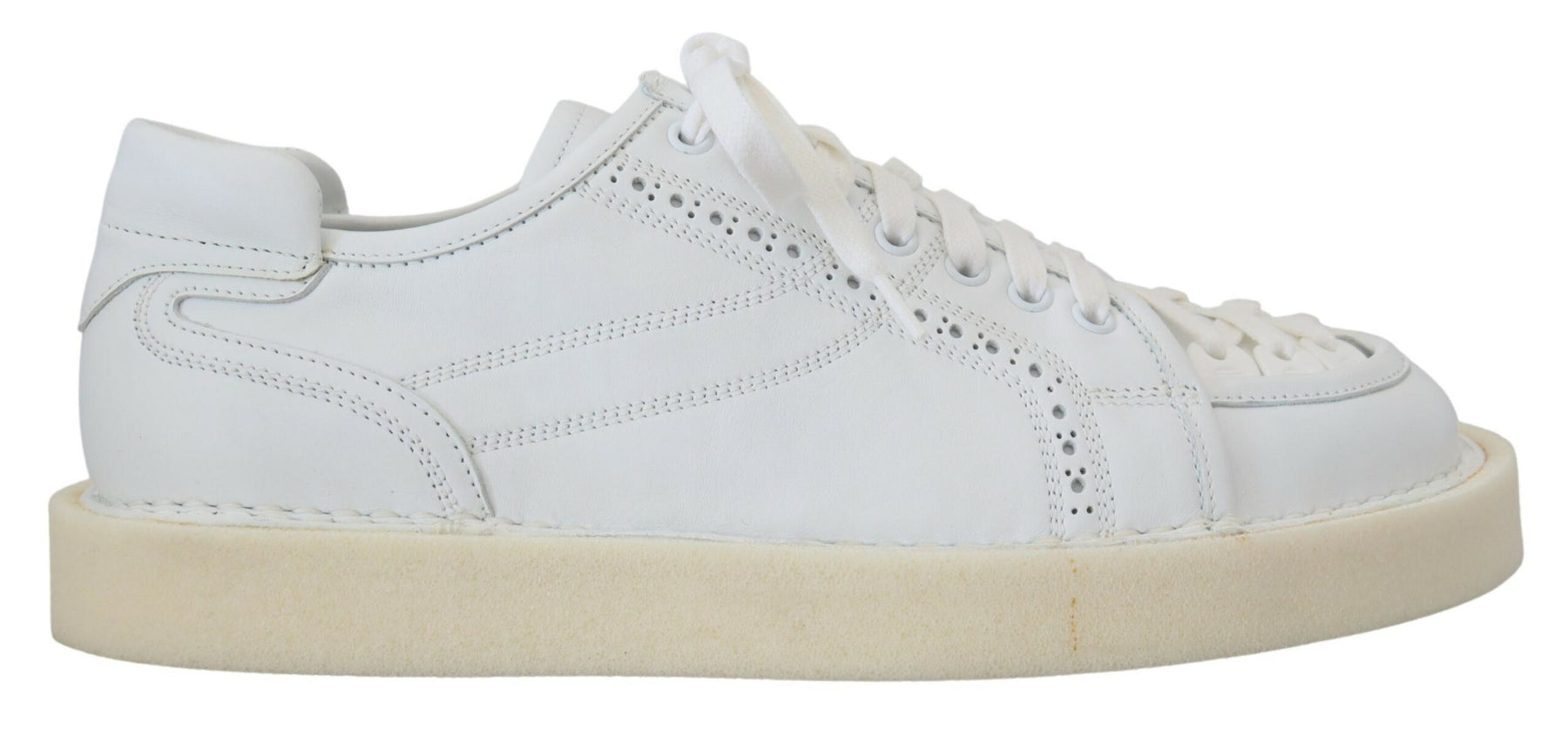 Dolce & Gabbana White Leather Low Top Oxford Sneakers Casual Shoes | Regal Royce