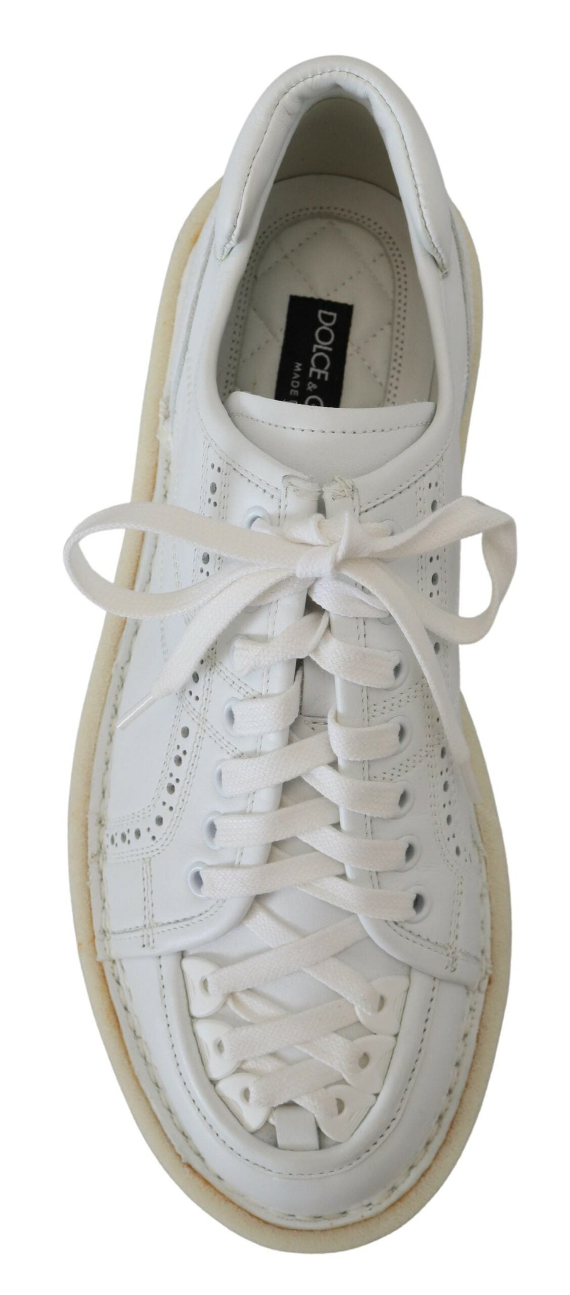 Dolce & Gabbana White Leather Low Top Oxford Sneakers Casual Shoes | Regal Royce