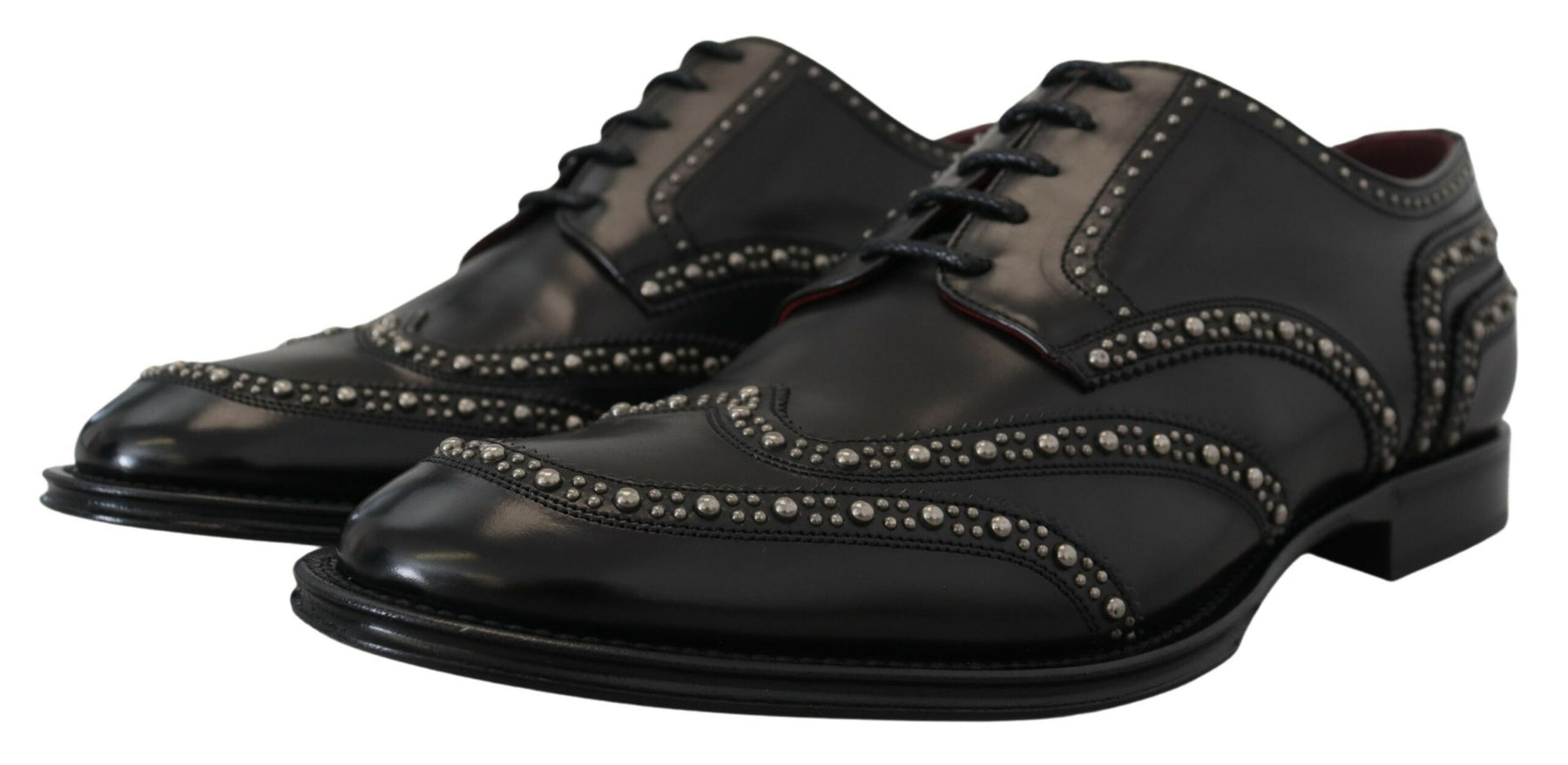 Dolce & Gabbana Black Leather Derby Dress Studded Shoes | Regal Royce