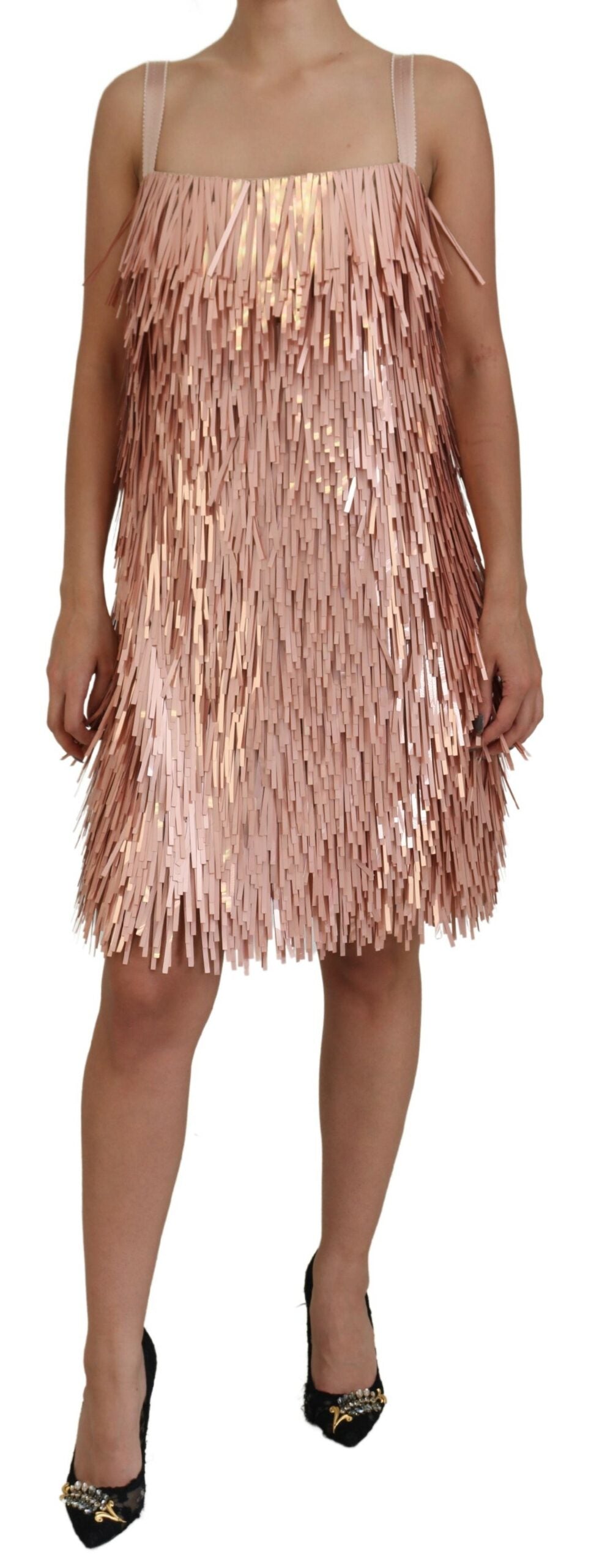 Dolce & Gabbana Pink Tinsel Sleeveless Shift A-line Dress | Regal Royce