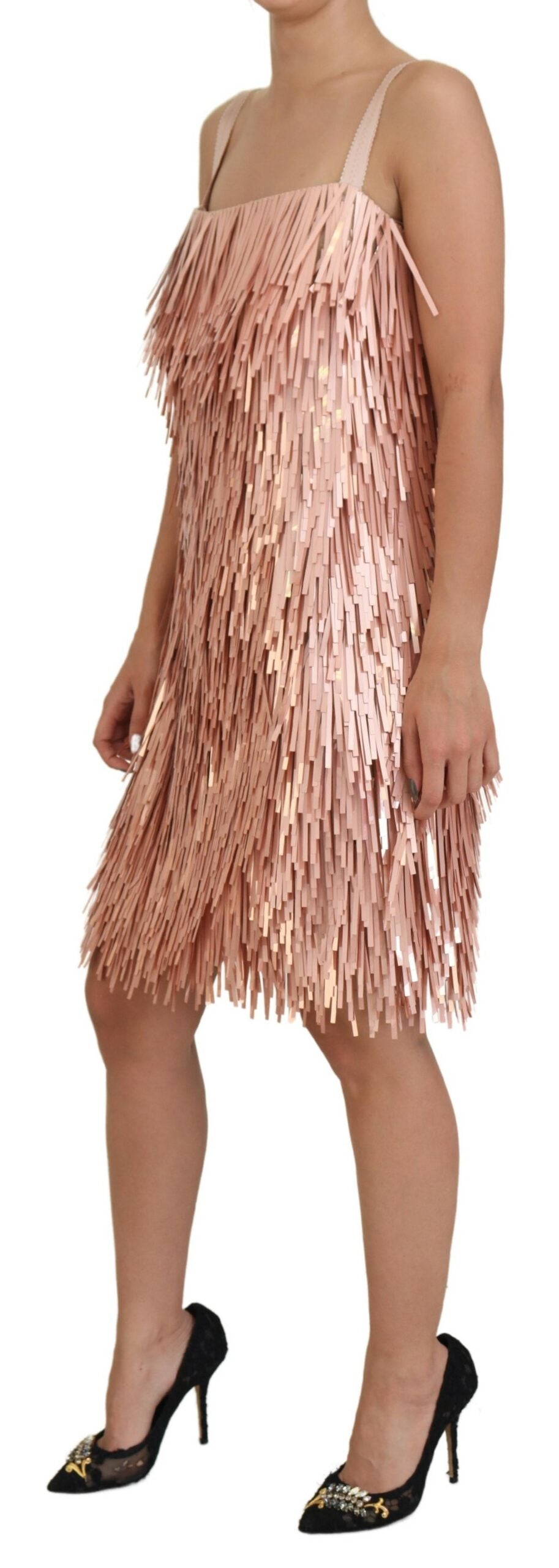 Dolce & Gabbana Pink Tinsel Sleeveless Shift A-line Dress | Regal Royce