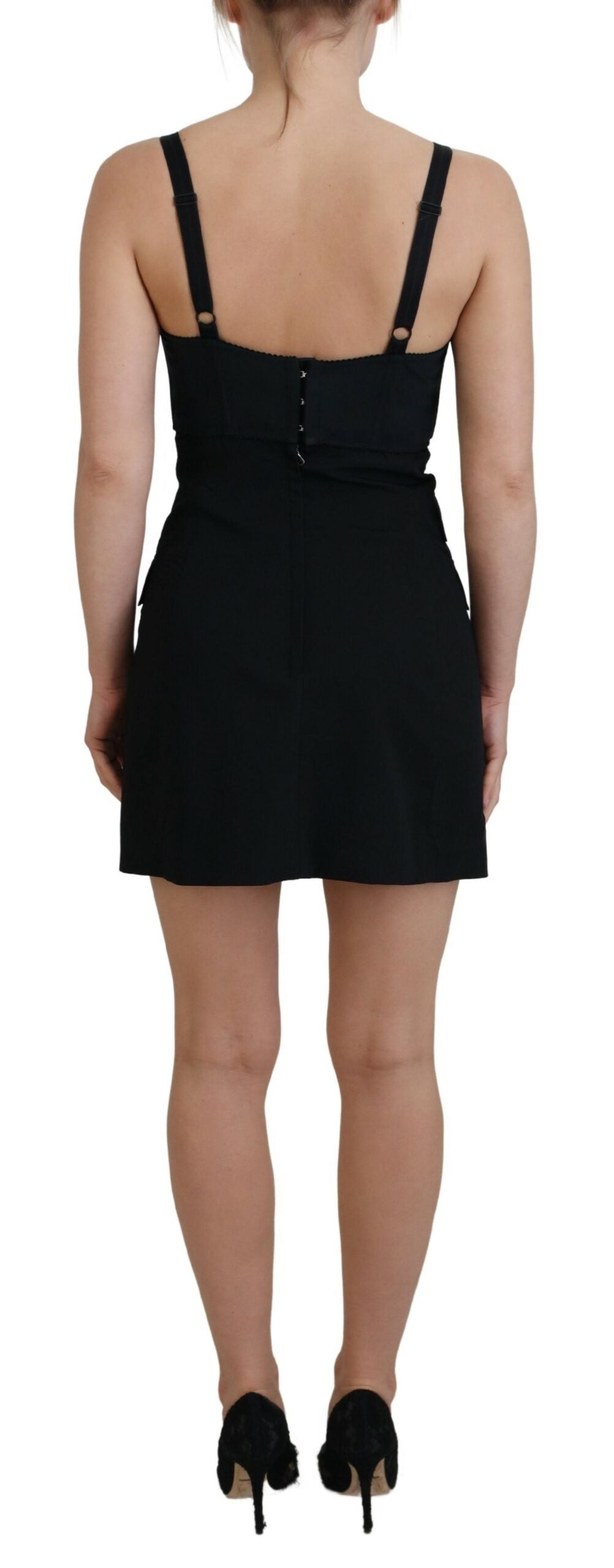 Dolce & Gabbana Black Fit Wool Stretch Sheath Mini Dress | Regal Royce