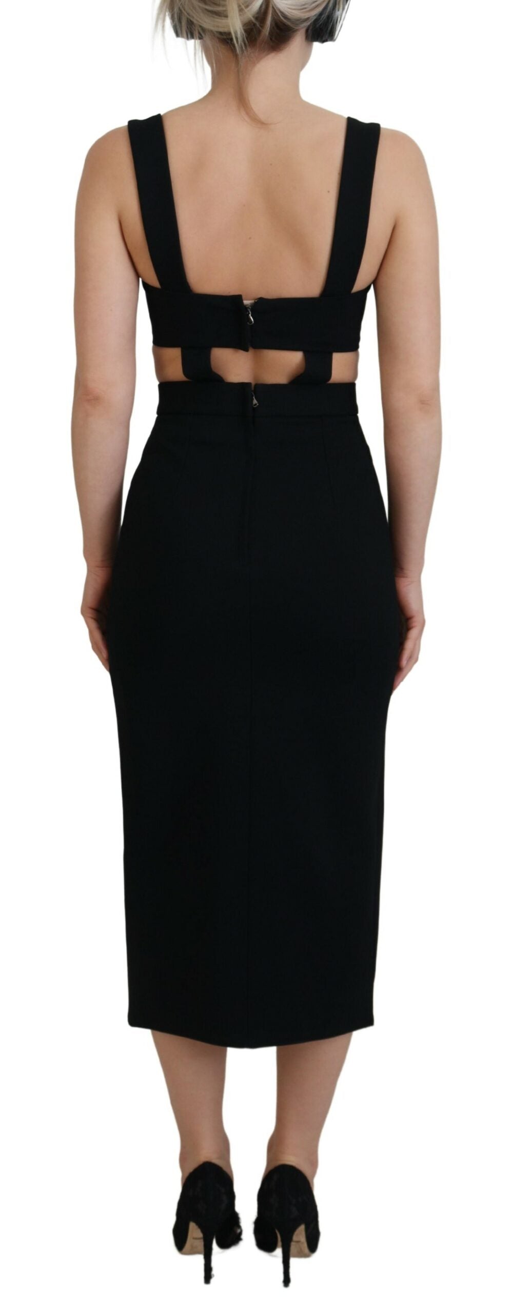 Dolce & Gabbana Black Viscose Bodycon Sheath Midi Dress | Regal Royce