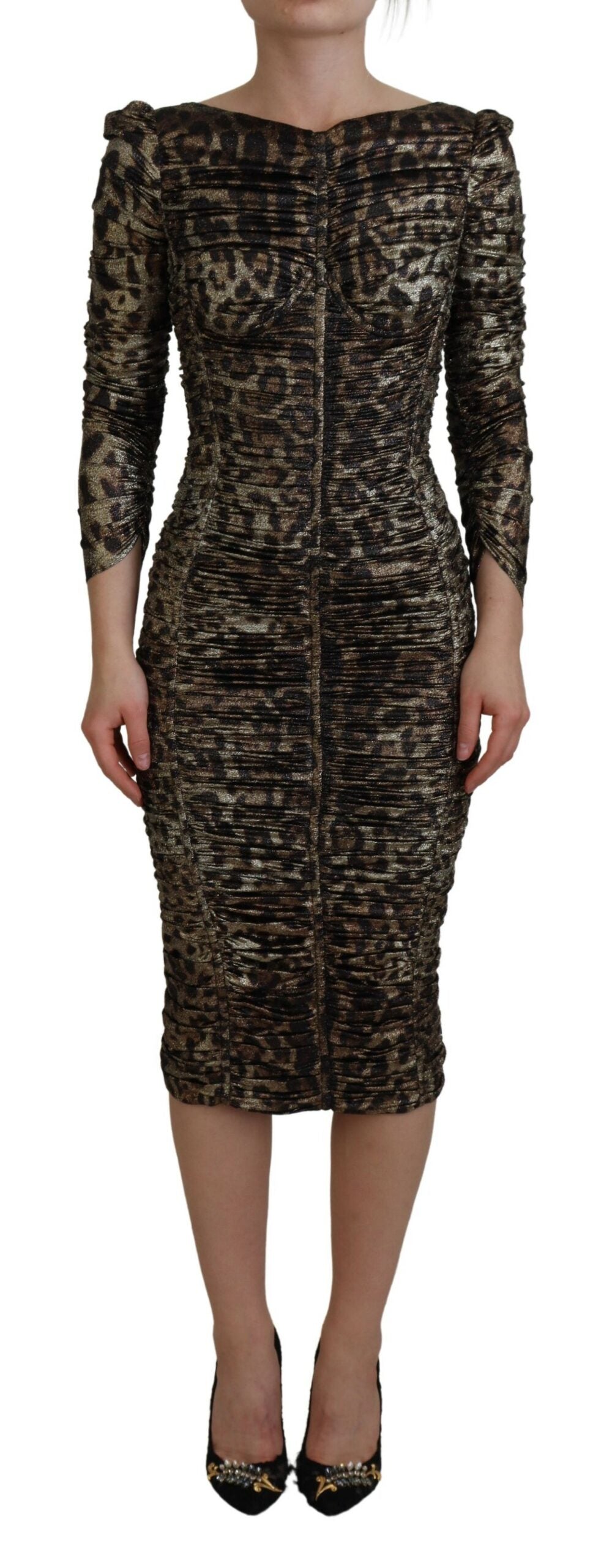 Dolce & Gabbana Multicolor Leopard Bodycon Sheath Midi Dress | Regal Royce