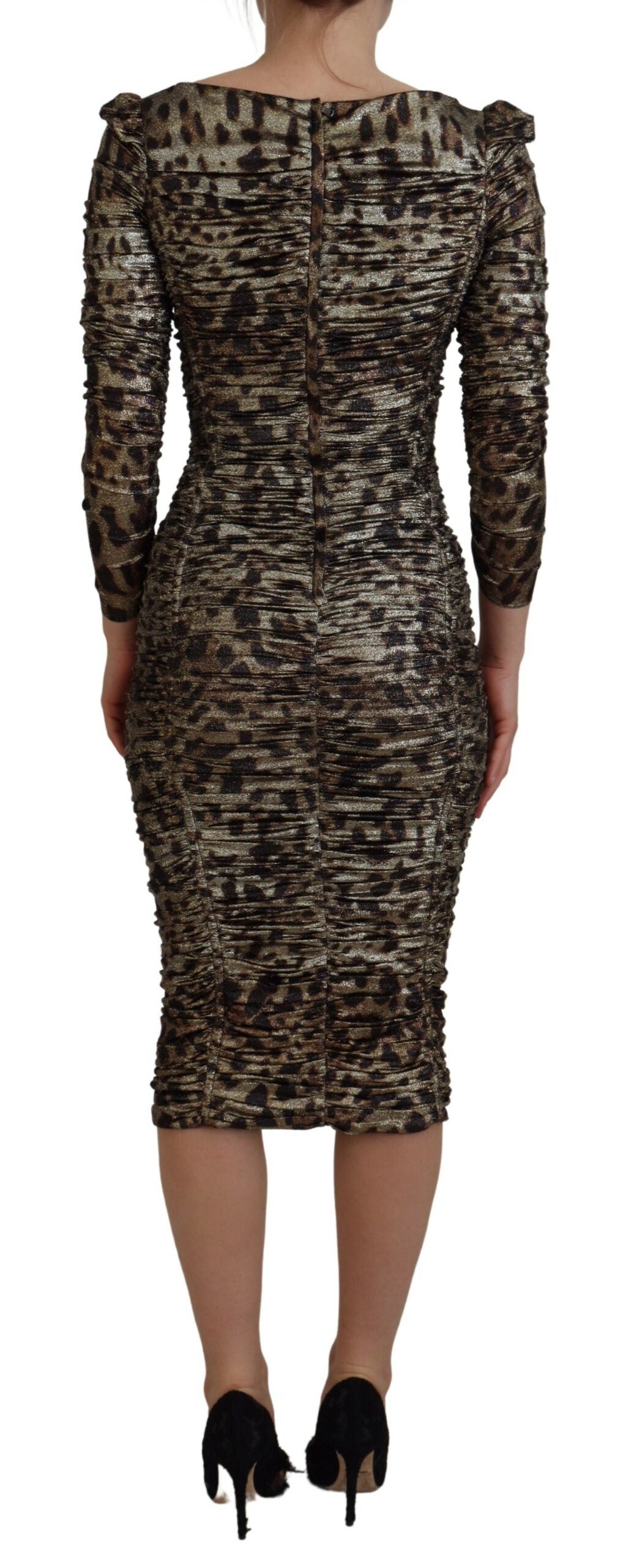 Dolce & Gabbana Multicolor Leopard Bodycon Sheath Midi Dress | Regal Royce
