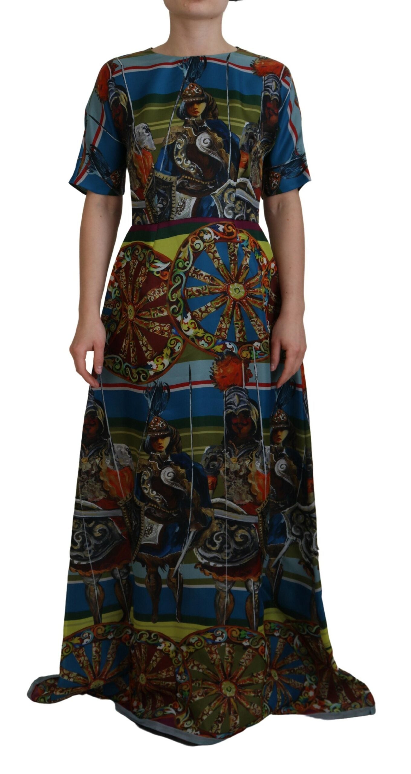 Dolce & Gabbana Multicolor Sicily Silk A-line Long Gown Dress | Regal Royce