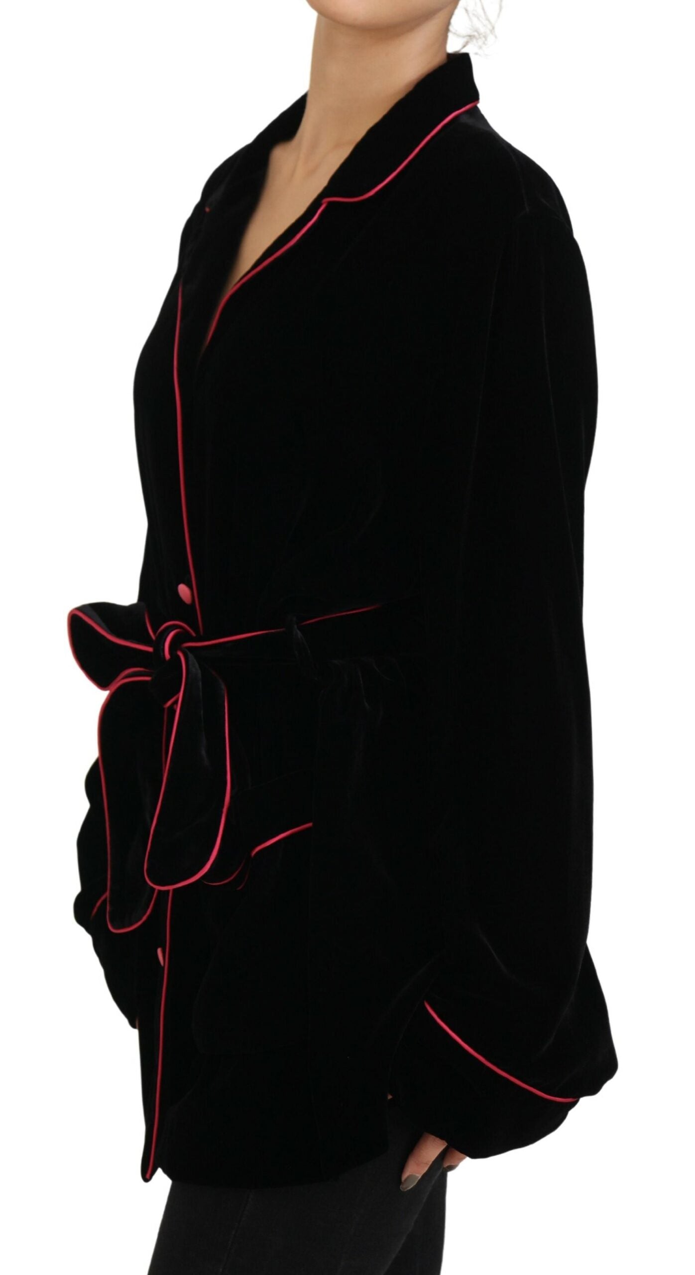 Dolce & Gabbana Black Button Belted Blazer Viscose Jacket | Regal Royce