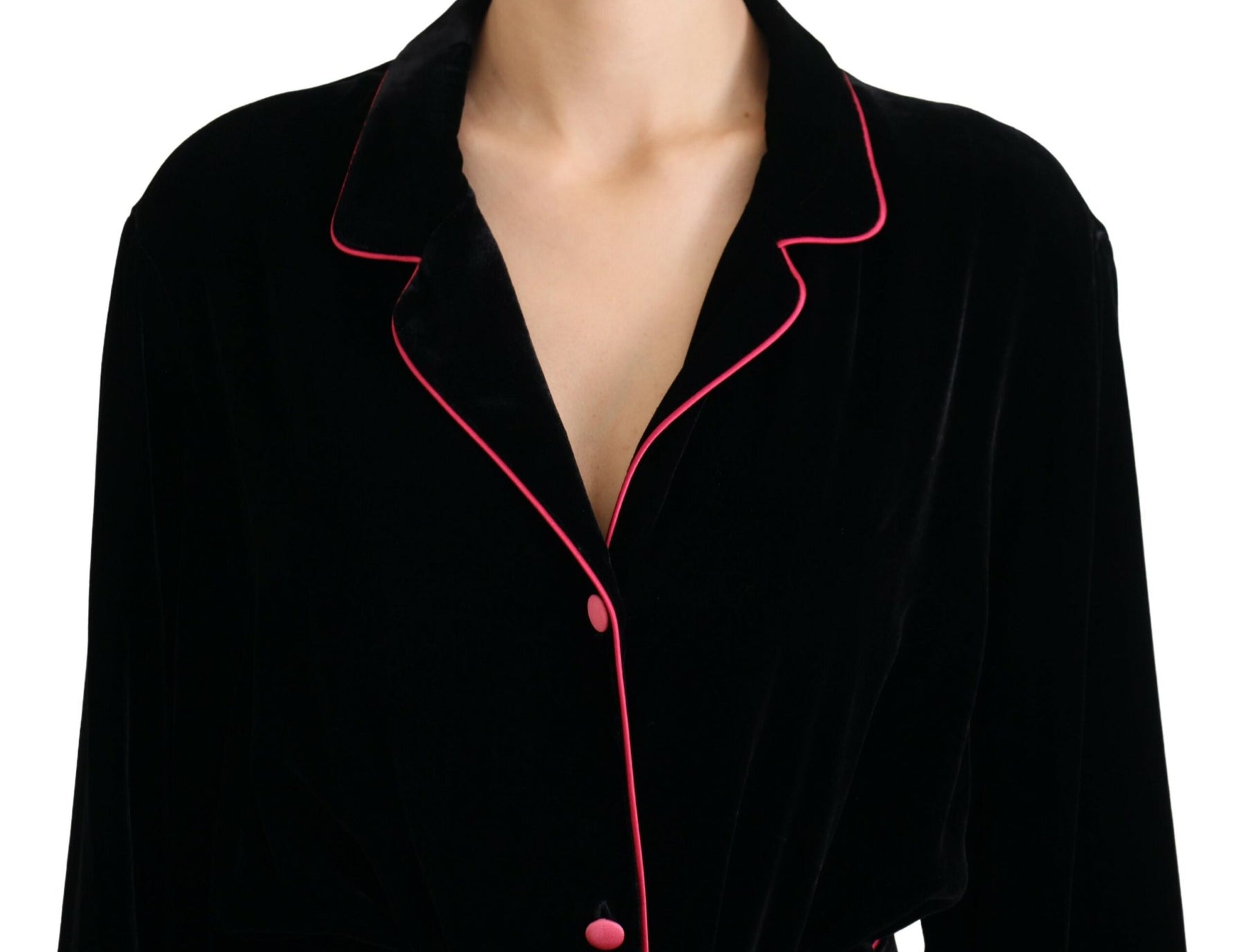 Dolce & Gabbana Black Button Belted Blazer Viscose Jacket | Regal Royce