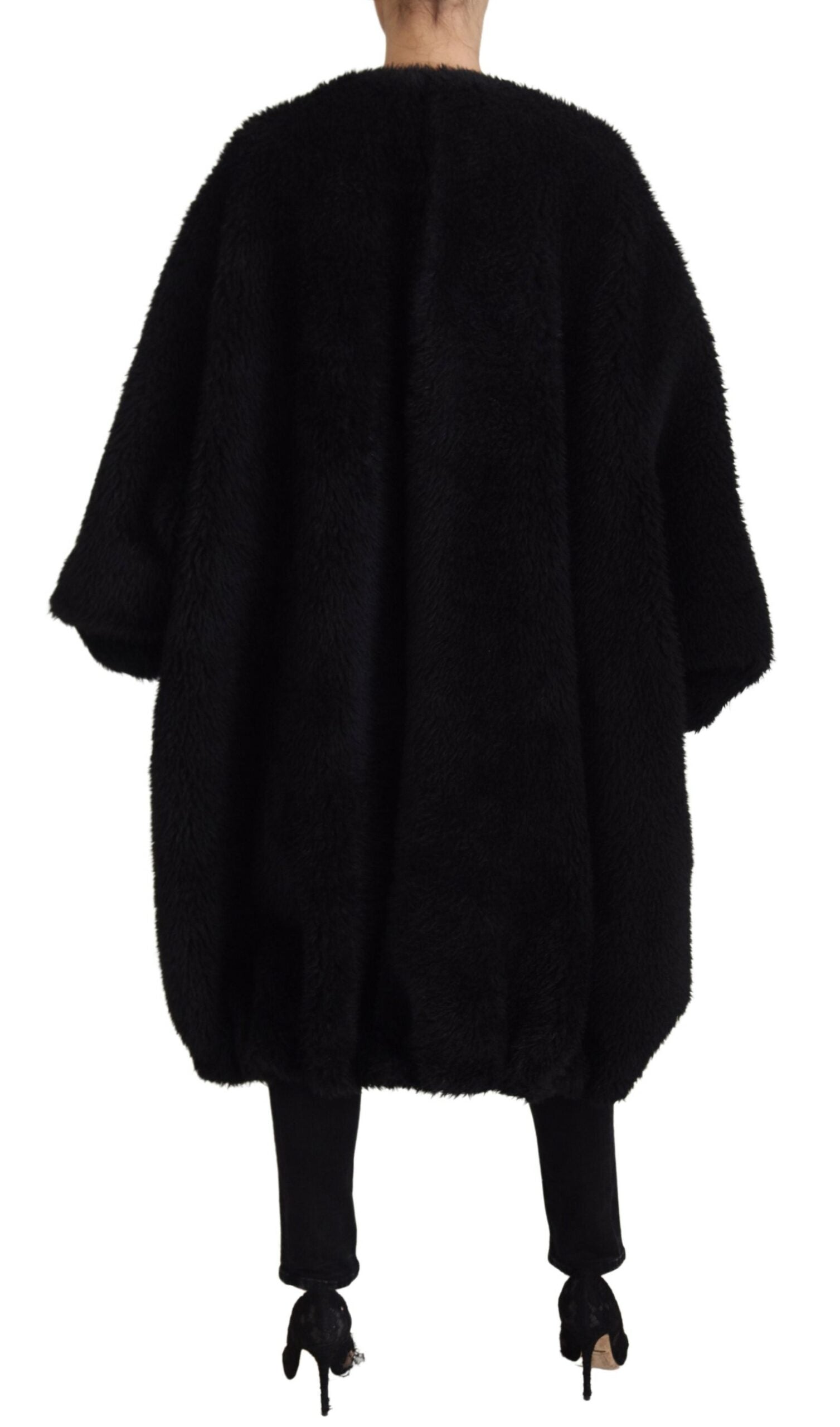 Dolce & Gabbana Black Cashmere Blend Faux Fur Coat Jacket | Regal Royce
