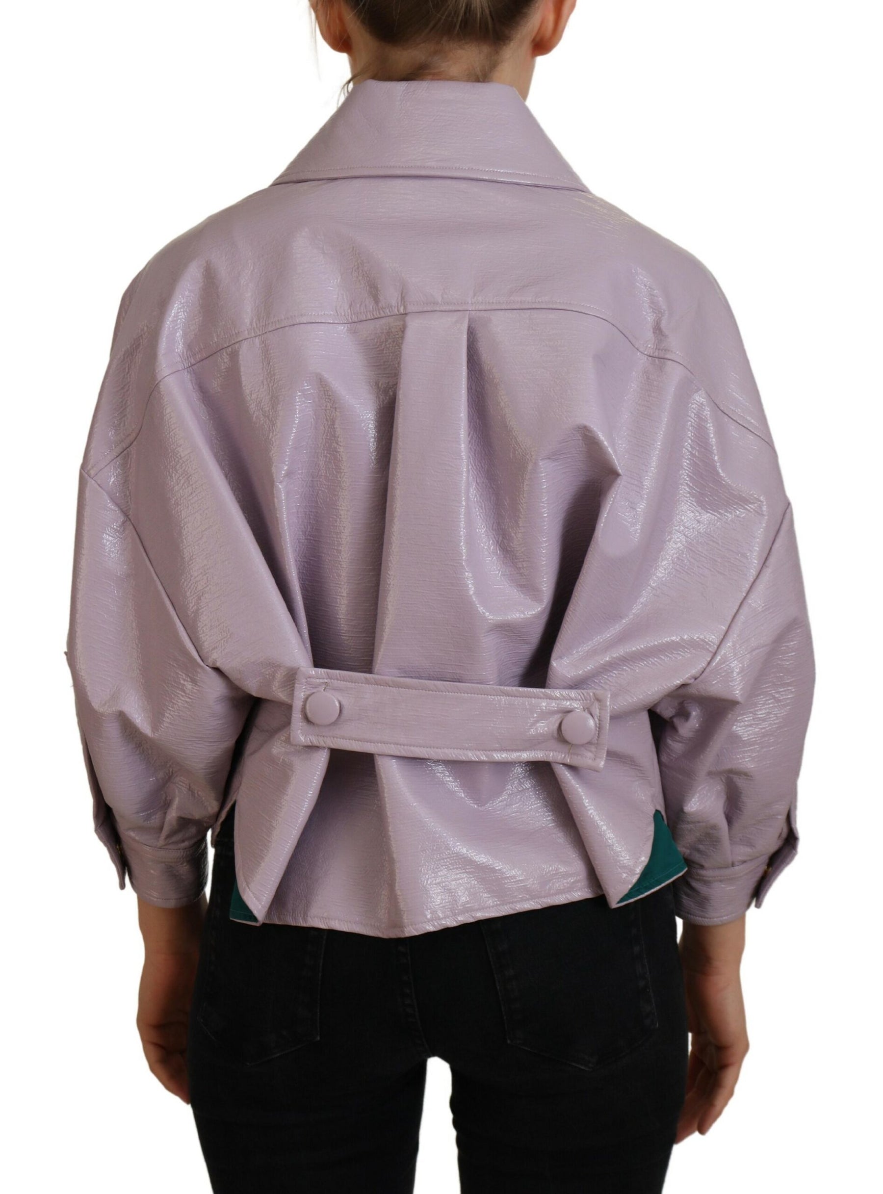 Dolce & Gabbana Purple Cotton Button Down Cropped Jacket | Regal Royce