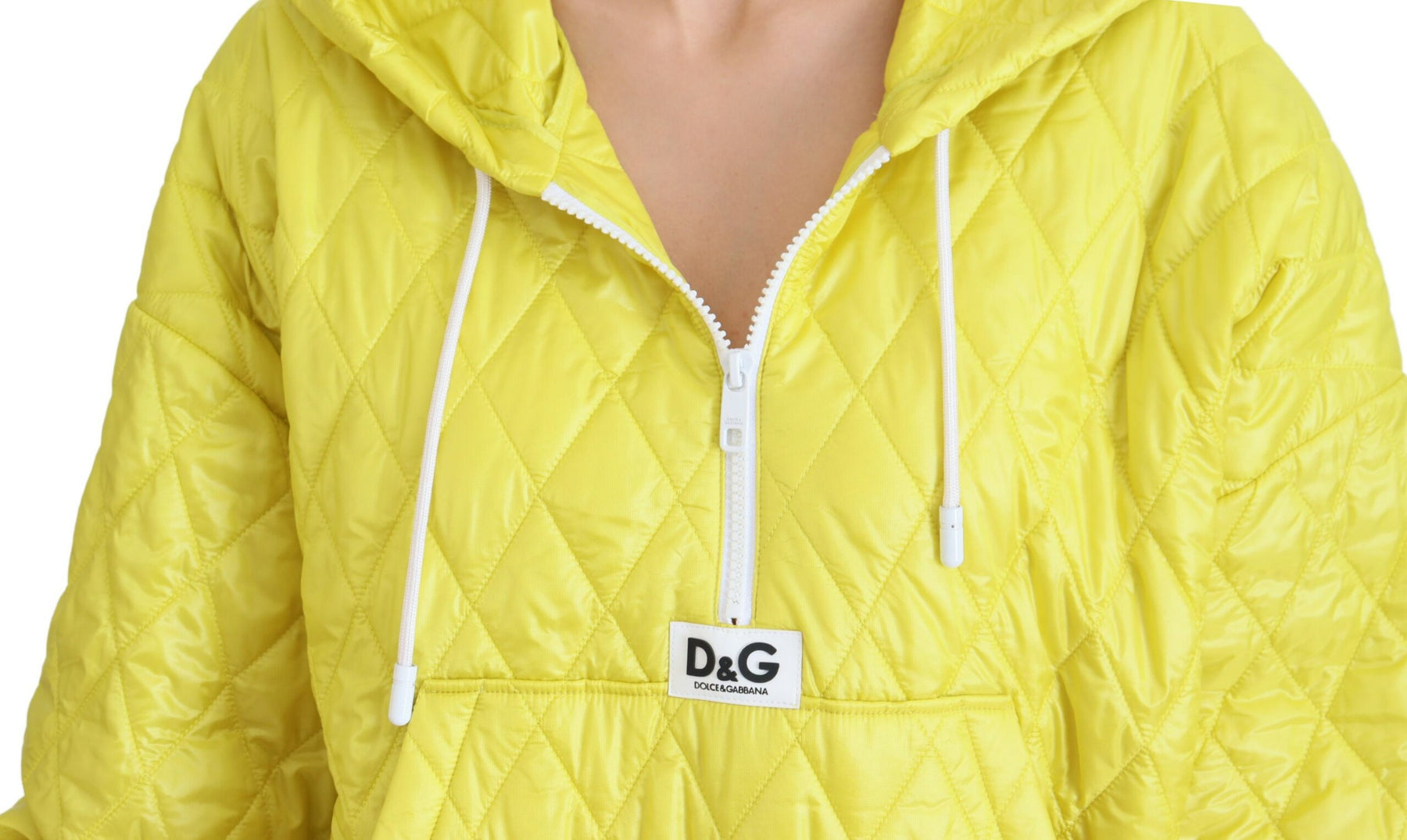 Dolce & Gabbana Yellow Nylon Quilted Hooded Pullover Jacket | Regal Royce