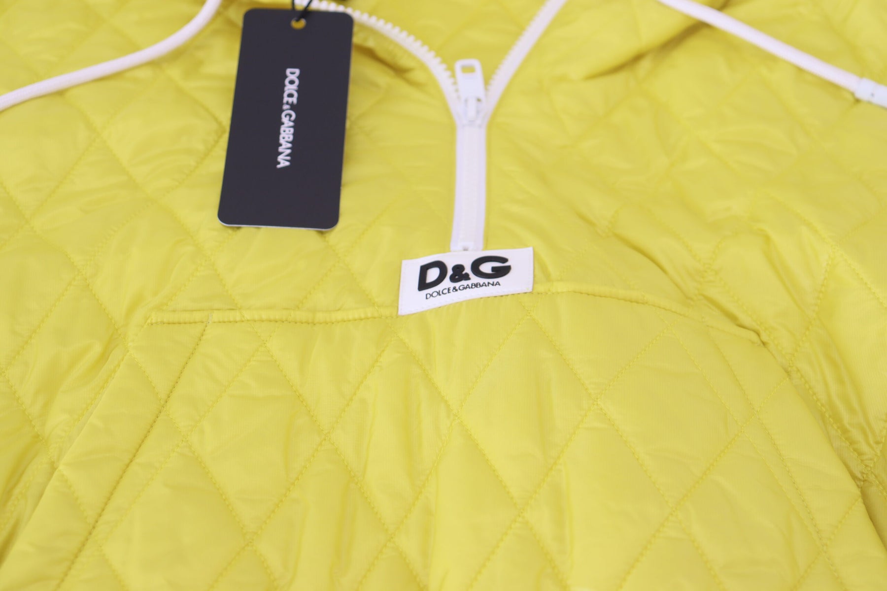 Dolce & Gabbana Yellow Nylon Quilted Hooded Pullover Jacket | Regal Royce