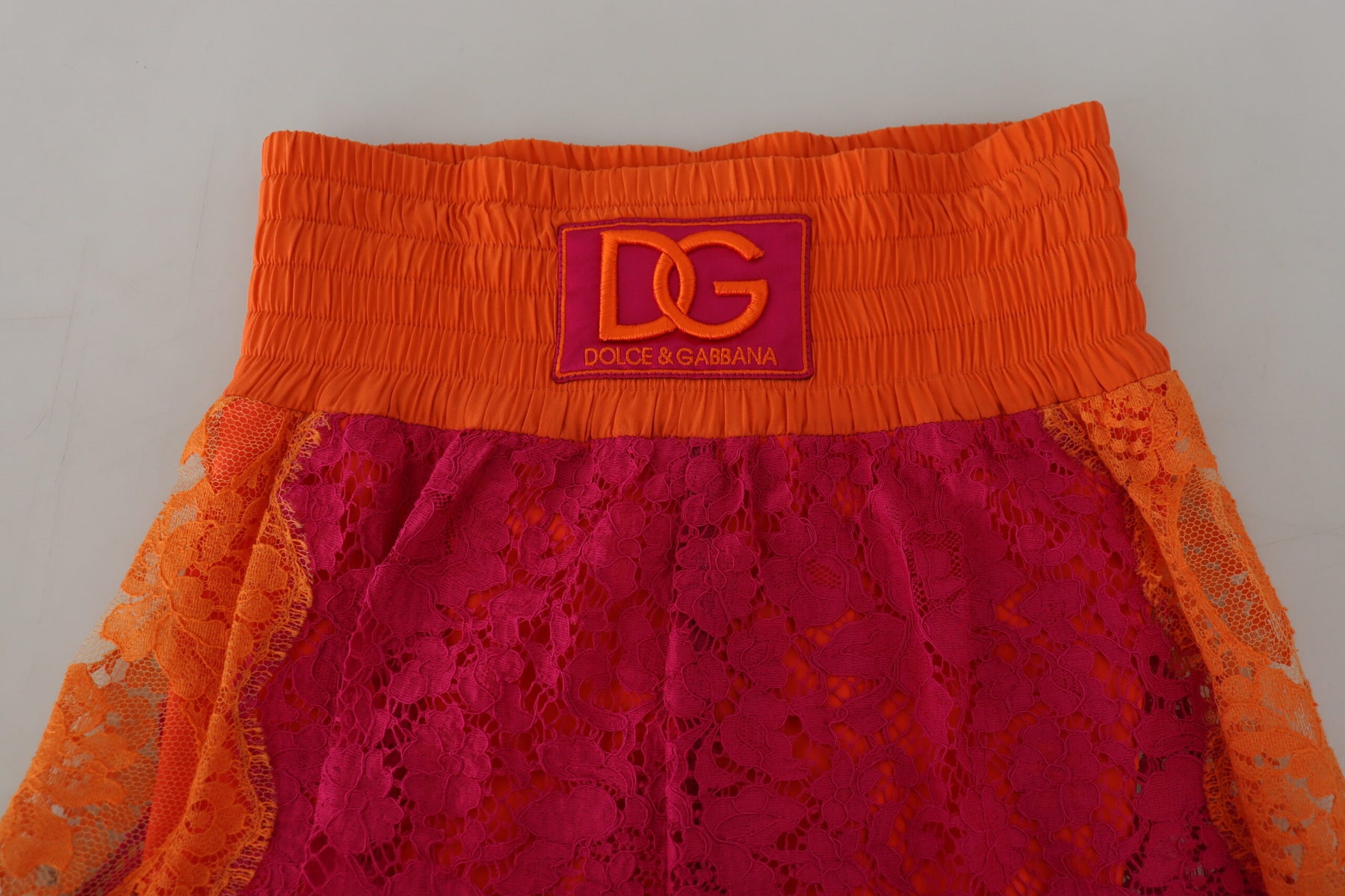 Dolce & Gabbana Pink Orange Lace Cotton High Waist Shorts | Regal Royce