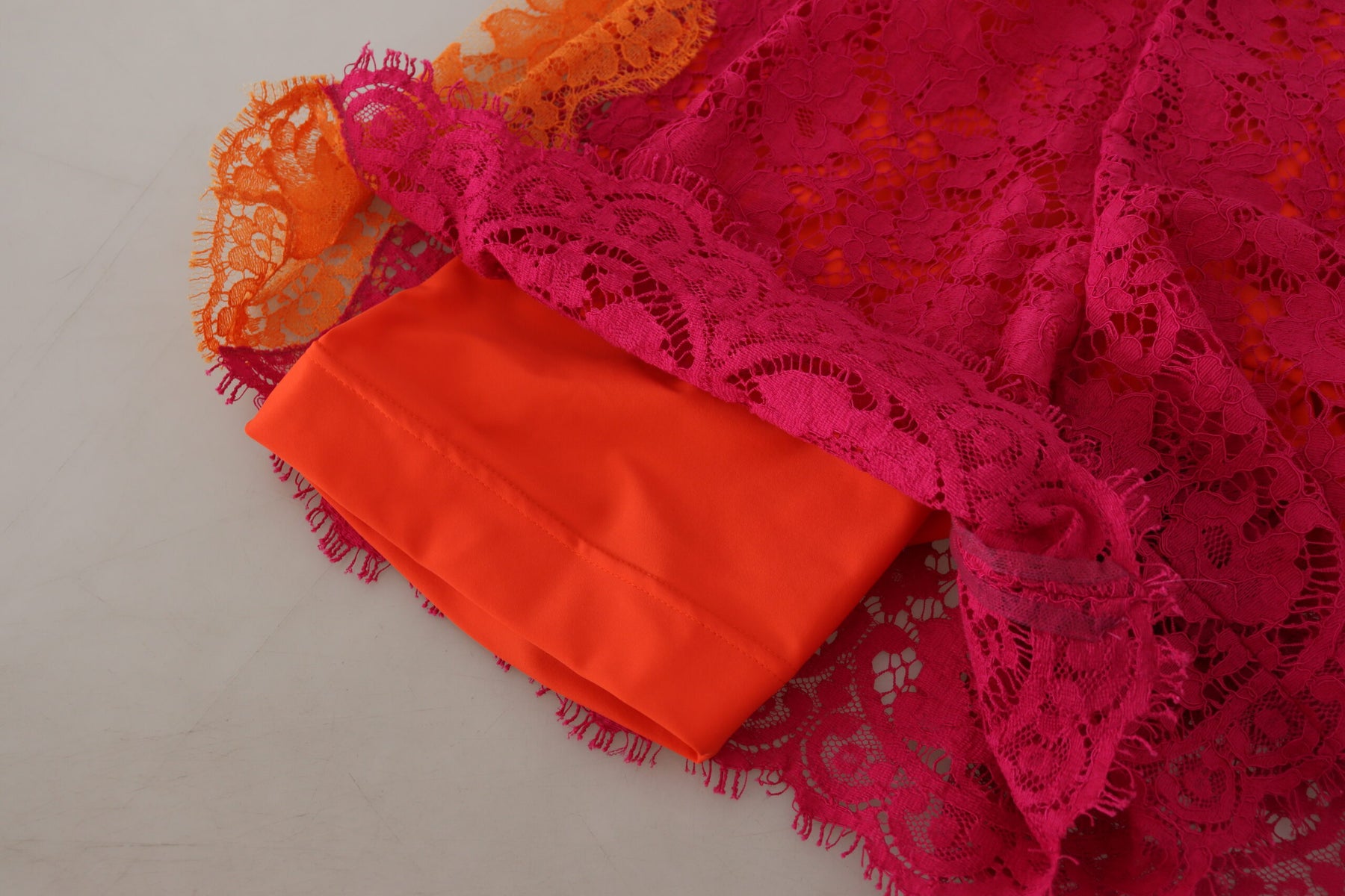 Dolce & Gabbana Pink Orange Lace Cotton High Waist Shorts | Regal Royce