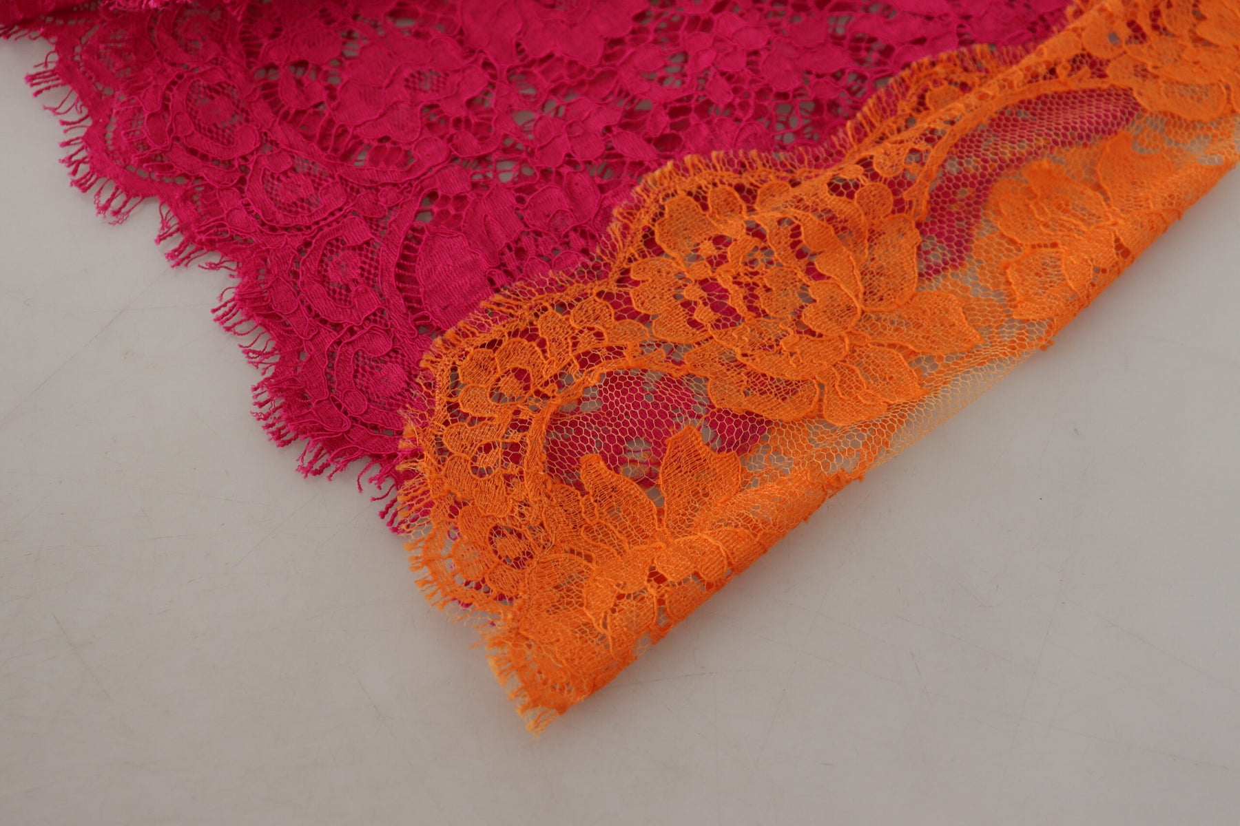 Dolce & Gabbana Pink Orange Lace Cotton High Waist Shorts | Regal Royce
