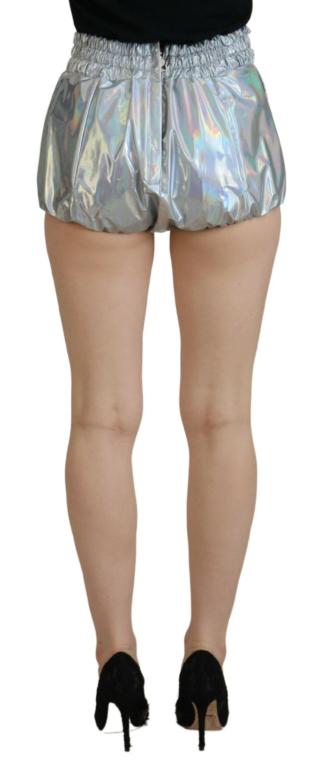 Dolce & Gabbana Silver Holographic High Waist Hot Pants Shorts | Regal Royce