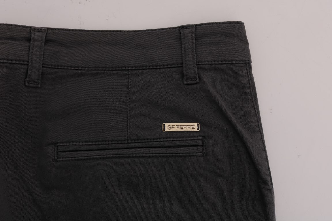 GF Ferre Gray Cotton Stretch Chinos Pants | Regal Royce