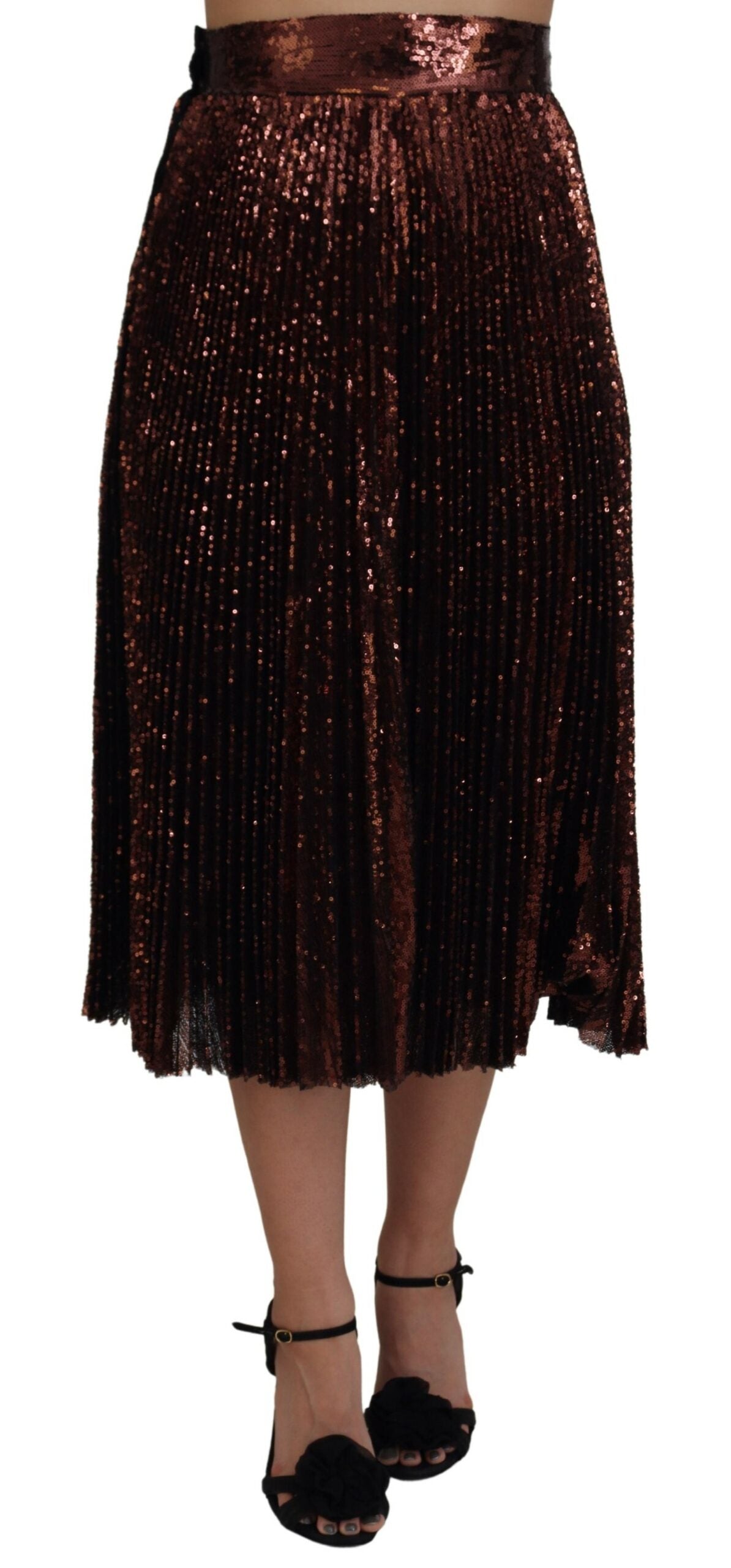 Dolce & Gabbana Bronze Sequined High Waist A-line Maxi Skirt | Regal Royce
