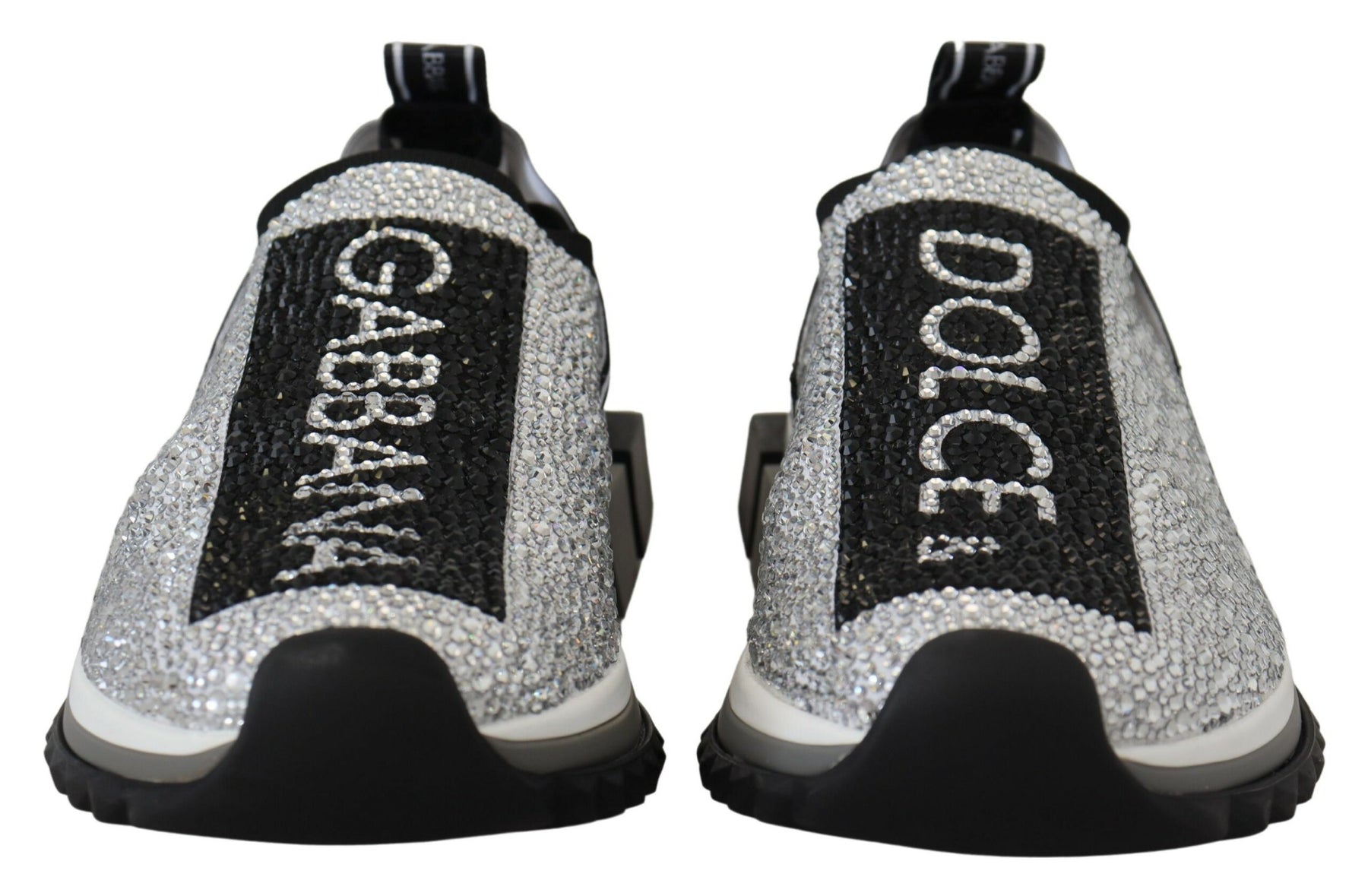 Dolce & Gabbana Silver Rhinestones Sorrento Sneakers Shoes | Regal Royce