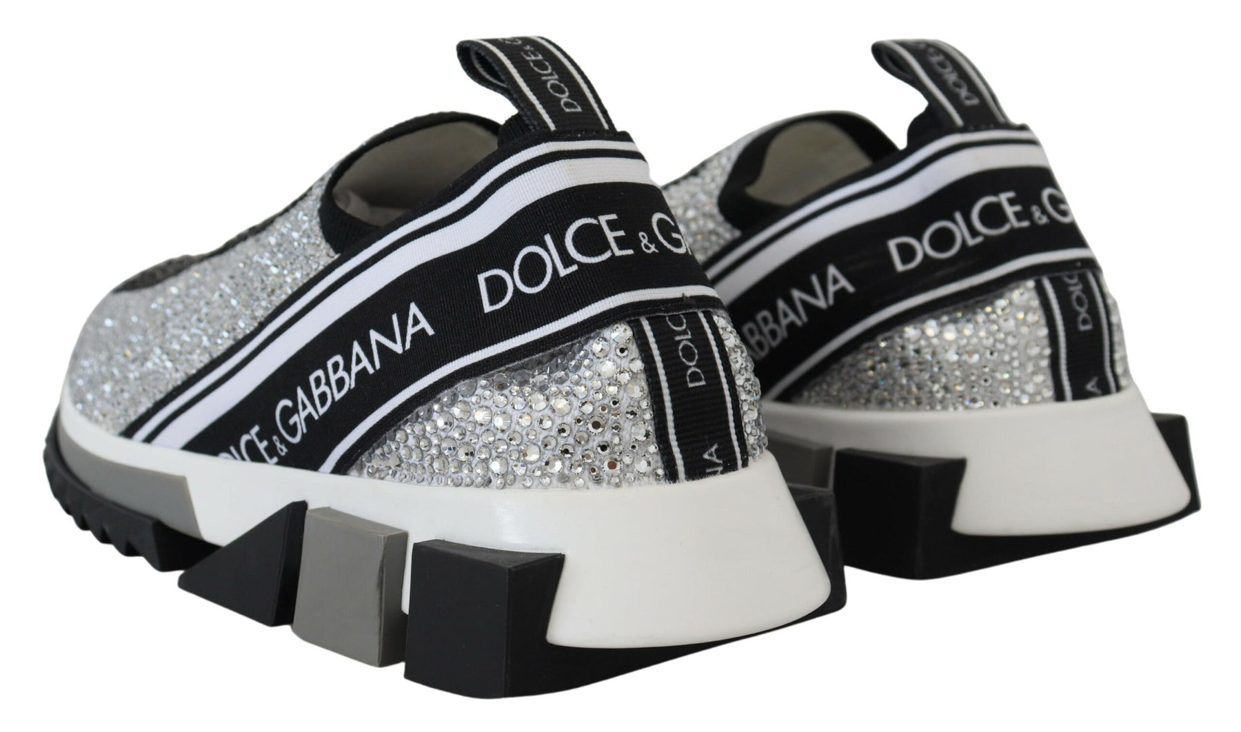 Dolce & Gabbana Silver Rhinestones Sorrento Sneakers Shoes | Regal Royce