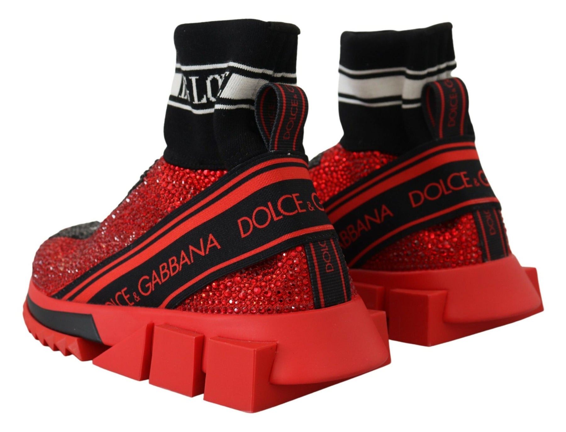 Dolce & Gabbana Red Bling Sorrento Sneakers Socks Shoes | Regal Royce