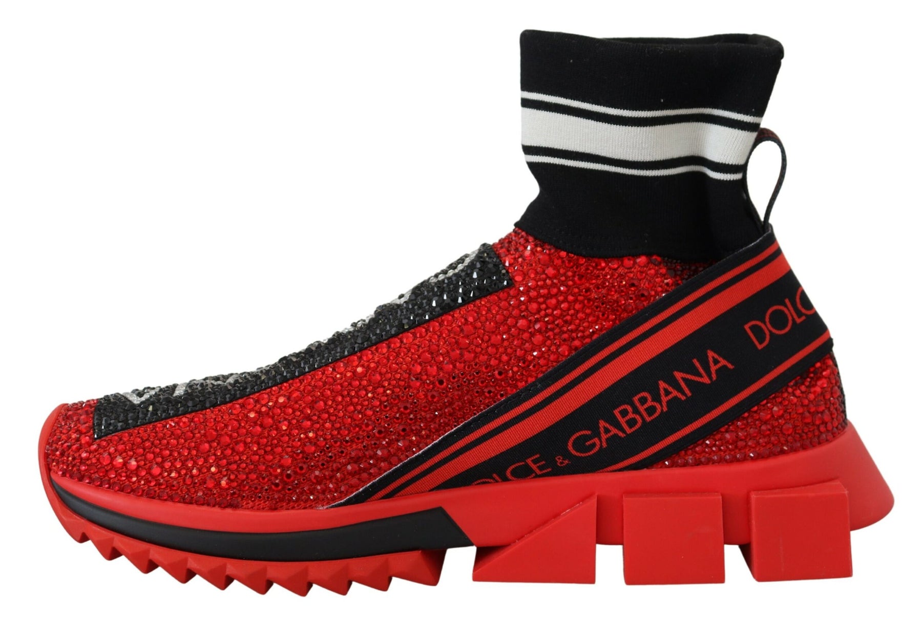 Dolce & Gabbana Red Bling Sorrento Sneakers Socks Shoes | Regal Royce