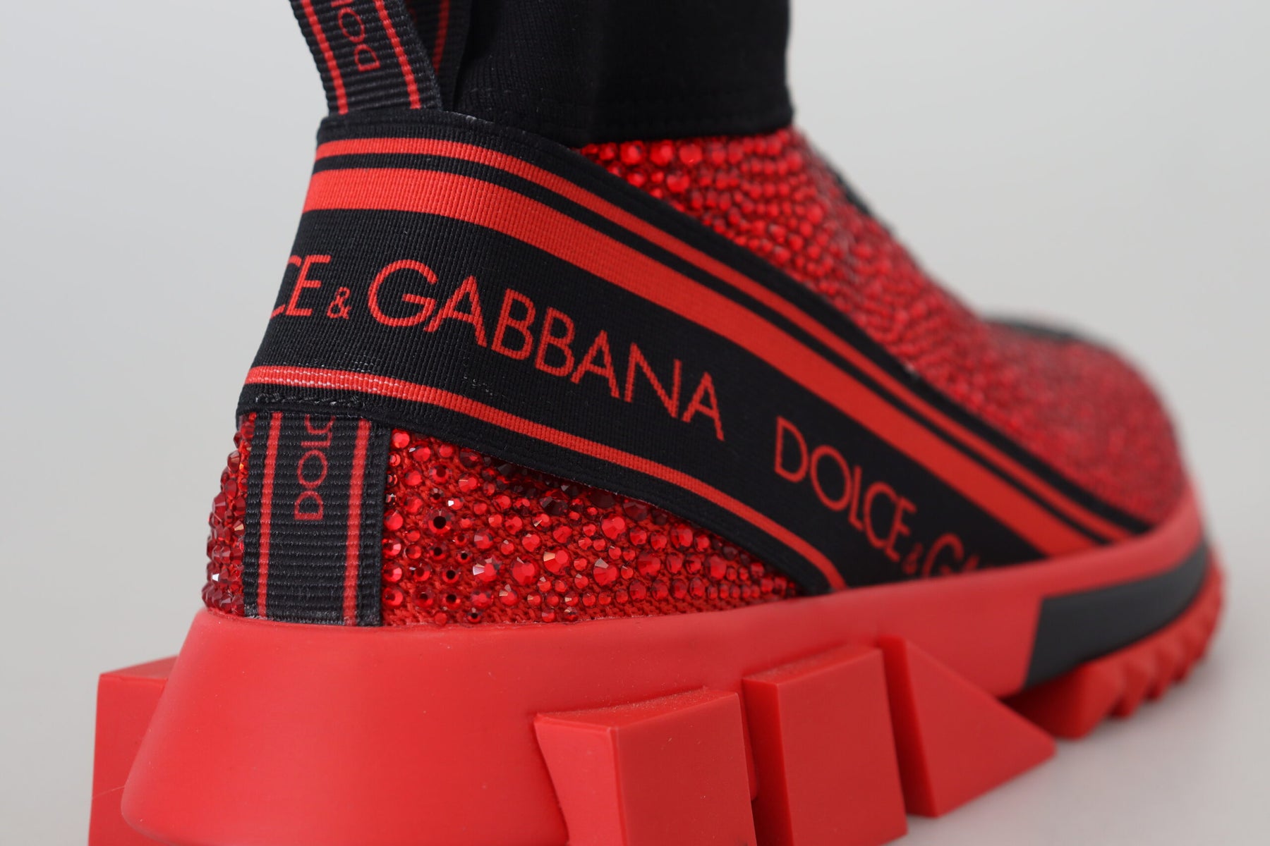 Dolce & Gabbana Red Bling Sorrento Sneakers Socks Shoes | Regal Royce